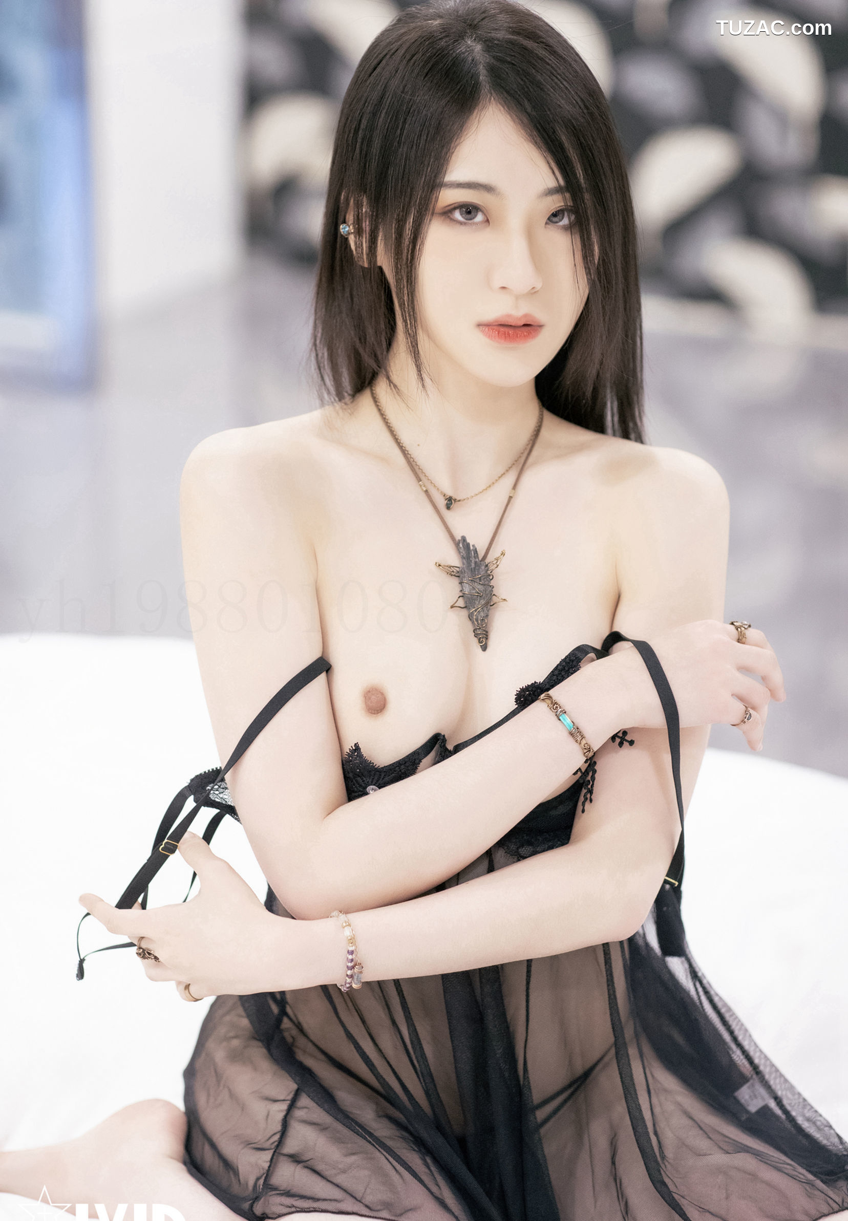 JVID-阿黎-性感爆棚の黑白蕾絲睡衣