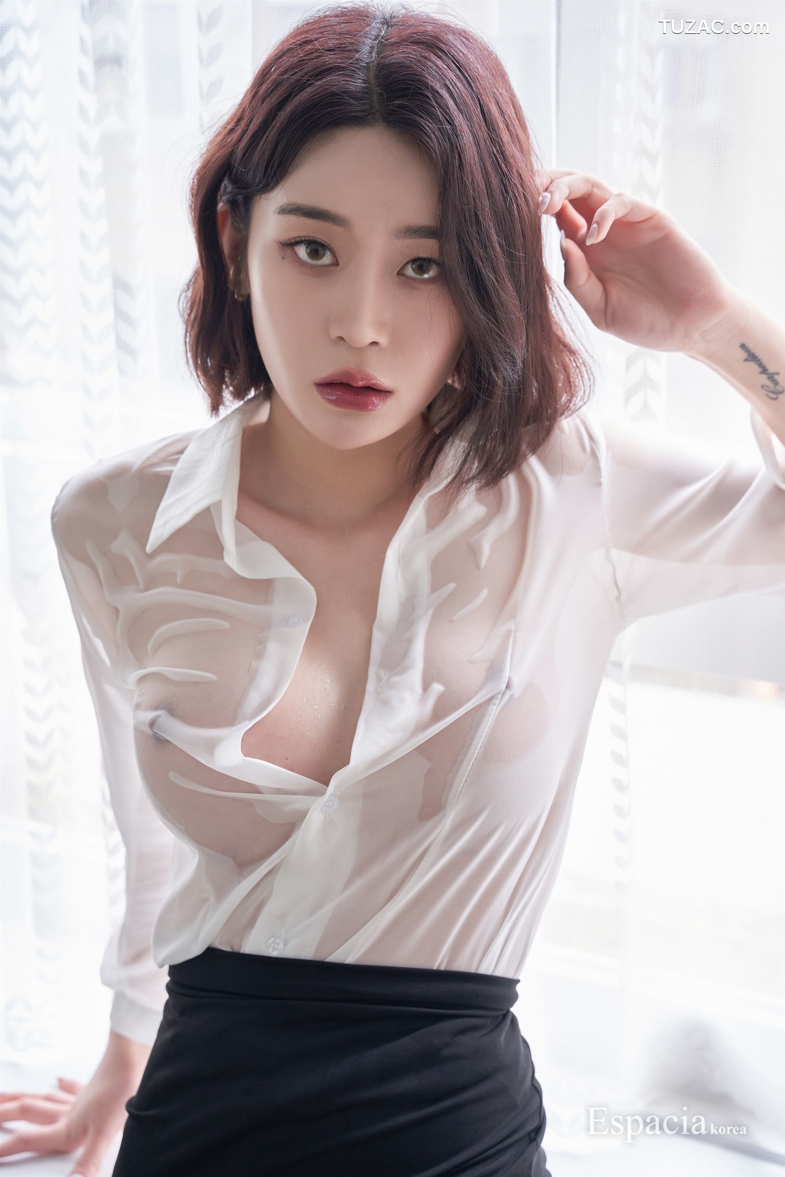 Rahee-EHC-045-白衬衫湿身凸点黑短裙