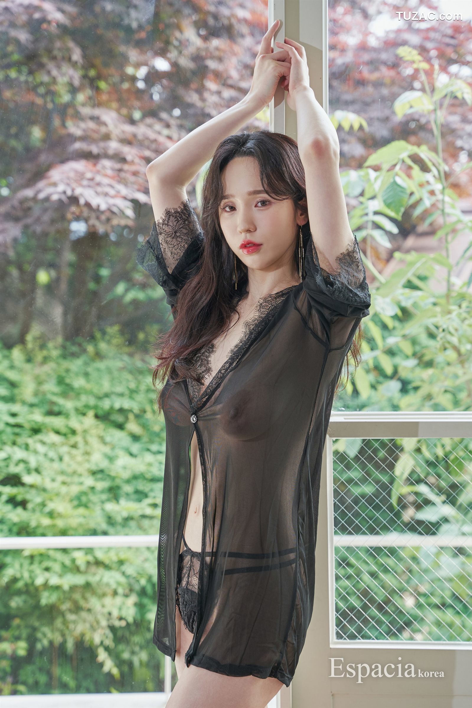Yunha-윤하-黑蕾丝透视薄纱-EHC-053