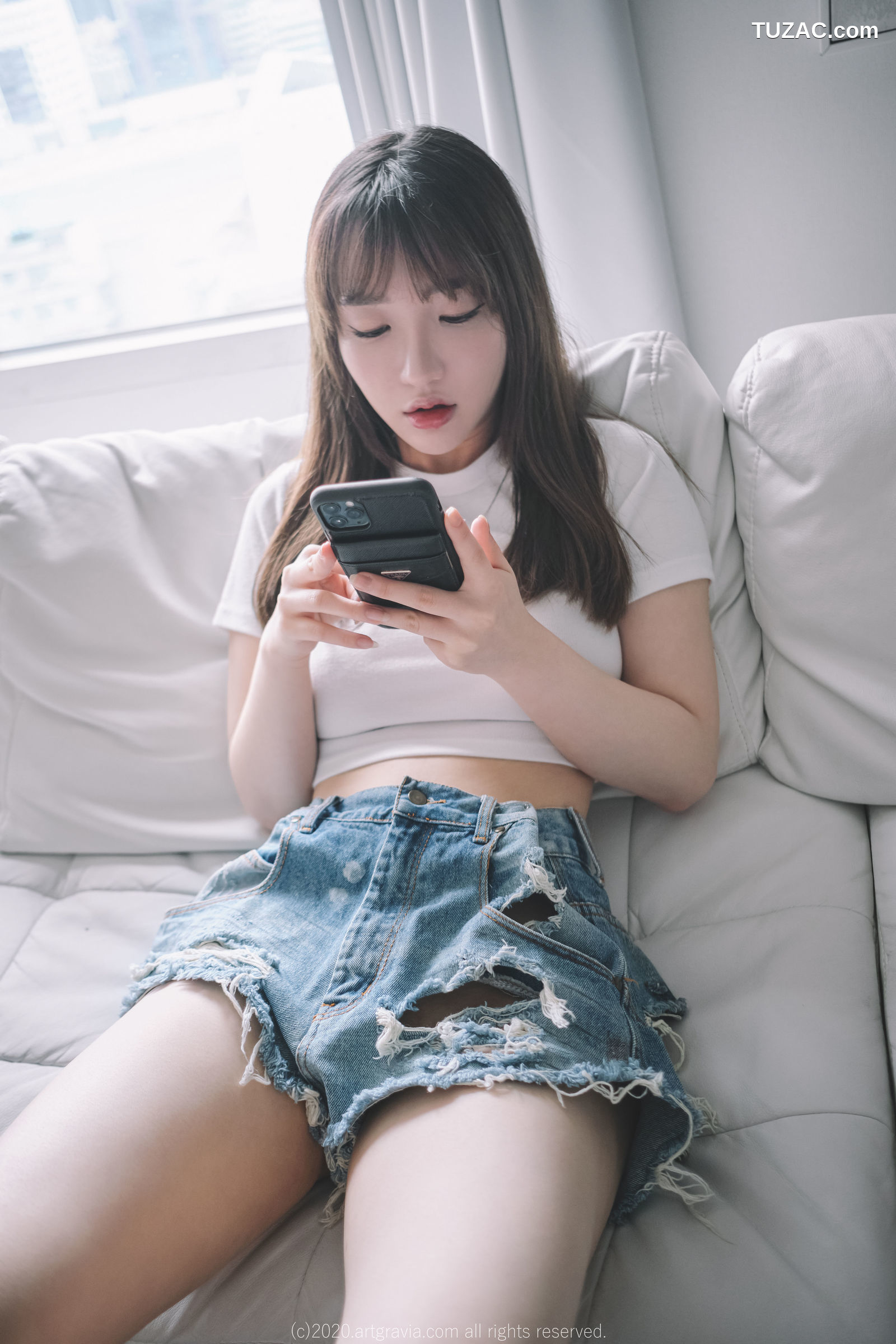 孙乐乐-Son-YeEun-ArtGravia-224-肉色吊带纱裙白T牛仔短裤