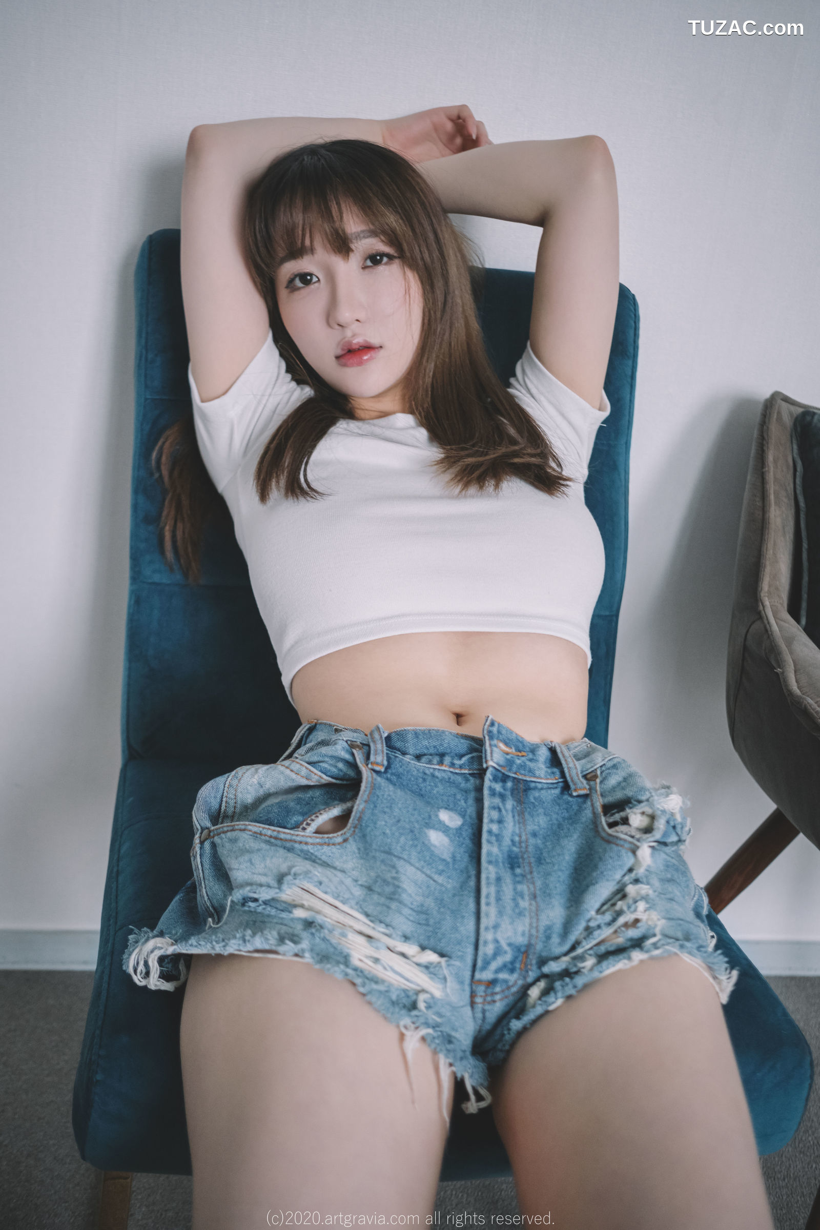 孙乐乐-Son-YeEun-ArtGravia-224-肉色吊带纱裙白T牛仔短裤