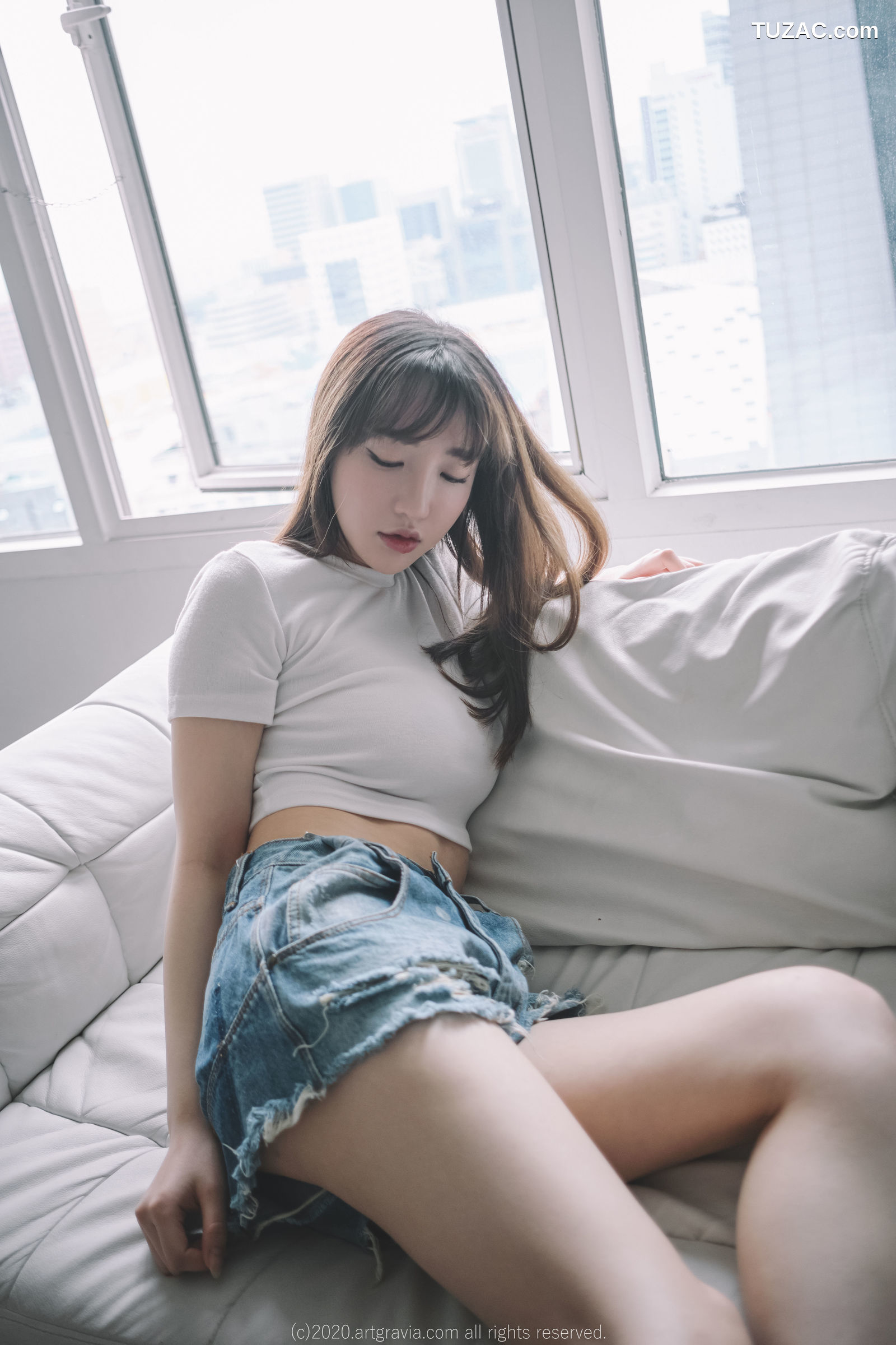 孙乐乐-Son-YeEun-ArtGravia-224-肉色吊带纱裙白T牛仔短裤