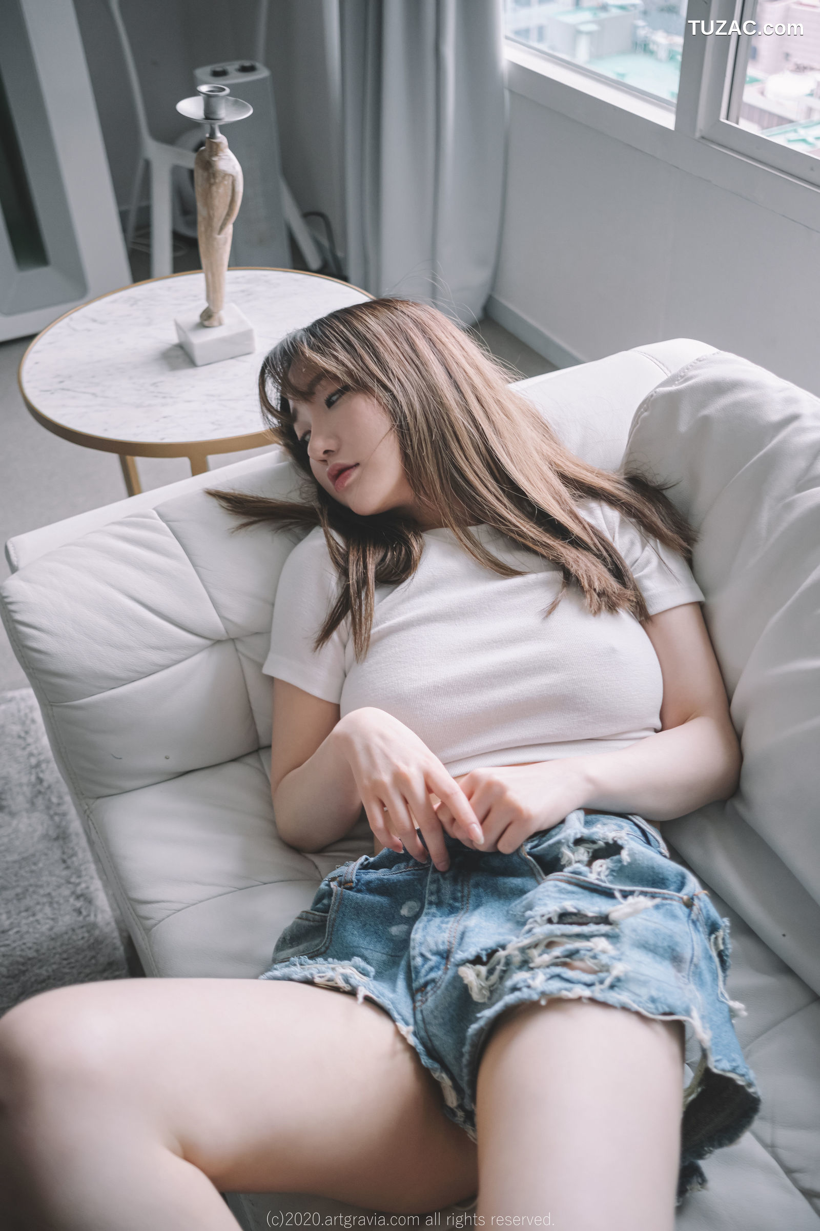 孙乐乐-Son-YeEun-ArtGravia-224-肉色吊带纱裙白T牛仔短裤