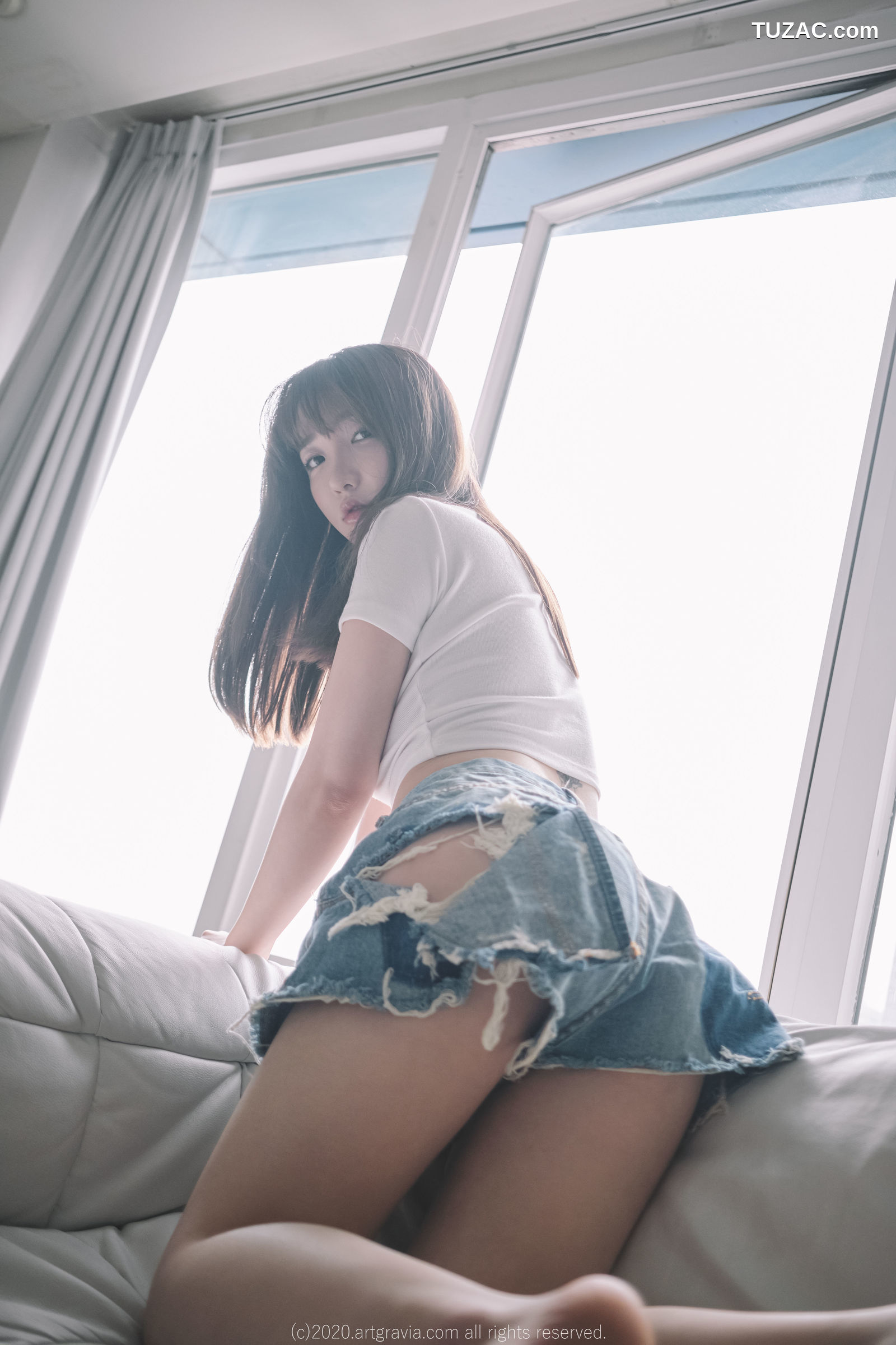 孙乐乐-Son-YeEun-ArtGravia-224-肉色吊带纱裙白T牛仔短裤