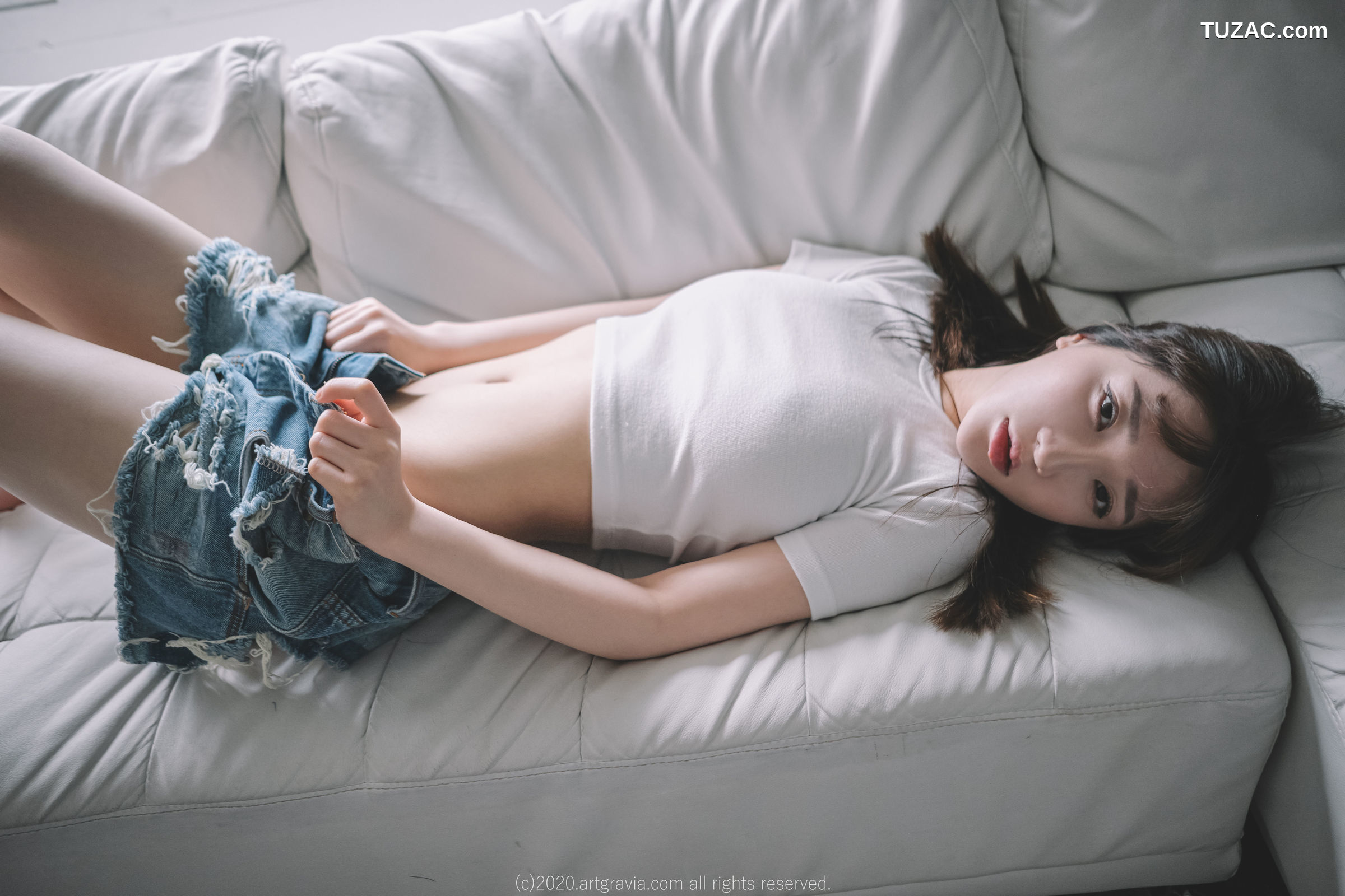 孙乐乐-Son-YeEun-ArtGravia-224-肉色吊带纱裙白T牛仔短裤