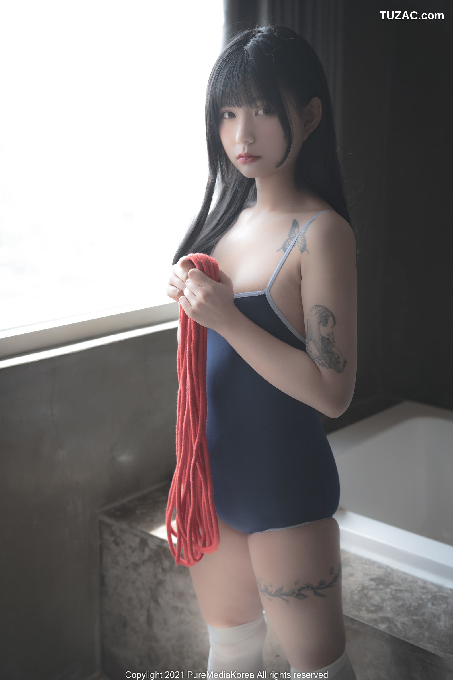 韩国美女-Hizzy-黑色透视情趣学生裙装红绳捆绑-Pure-Media-Vol.073