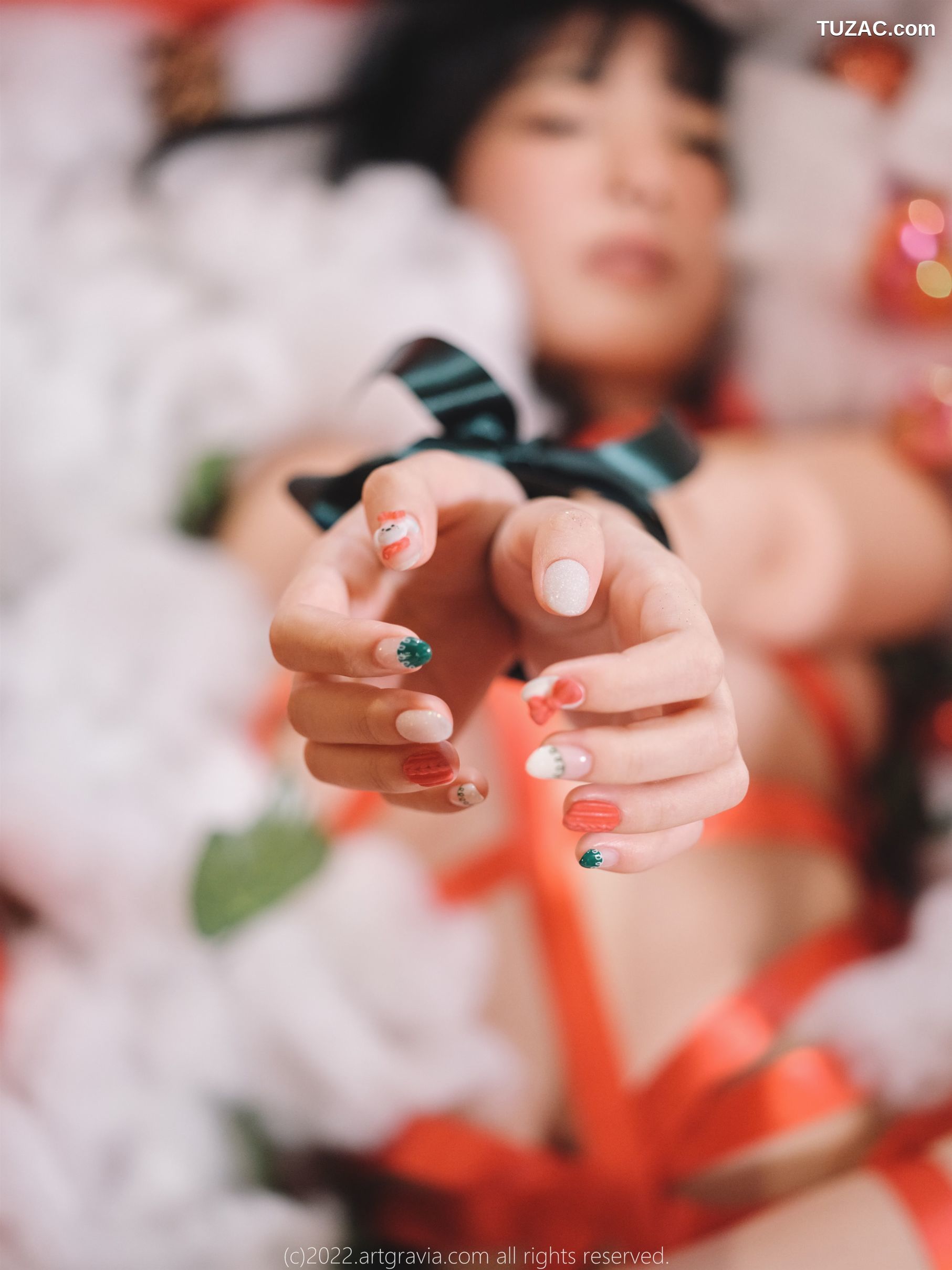 韩国美女-Jang-Joo-Isabella-红色带子-黑色带子情趣内衣-ArtGravia