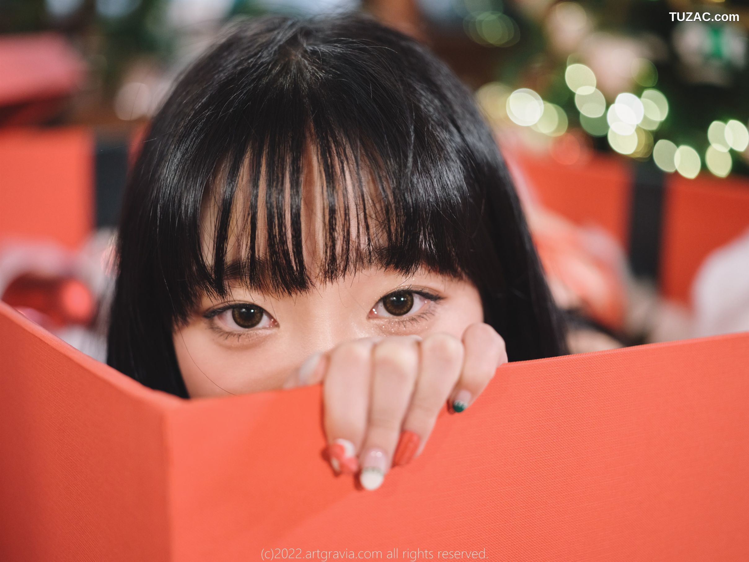 韩国美女-Jang-Joo-Isabella-红色带子-黑色带子情趣内衣-ArtGravia