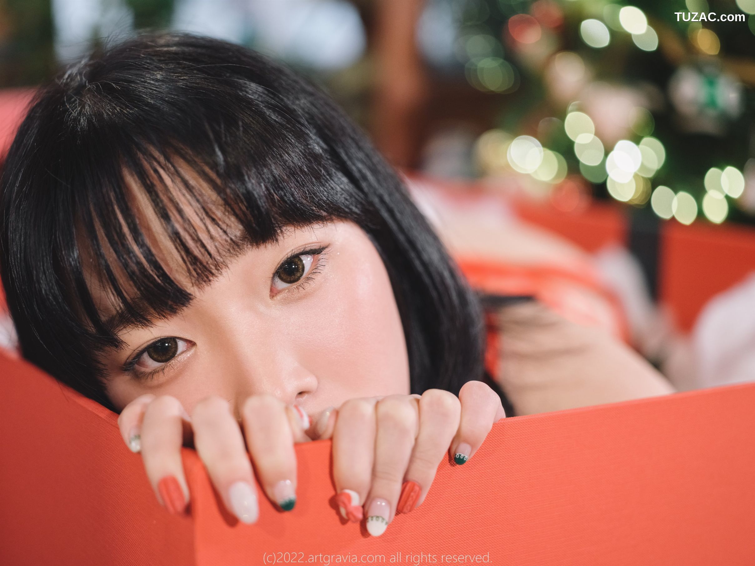 韩国美女-Jang-Joo-Isabella-红色带子-黑色带子情趣内衣-ArtGravia