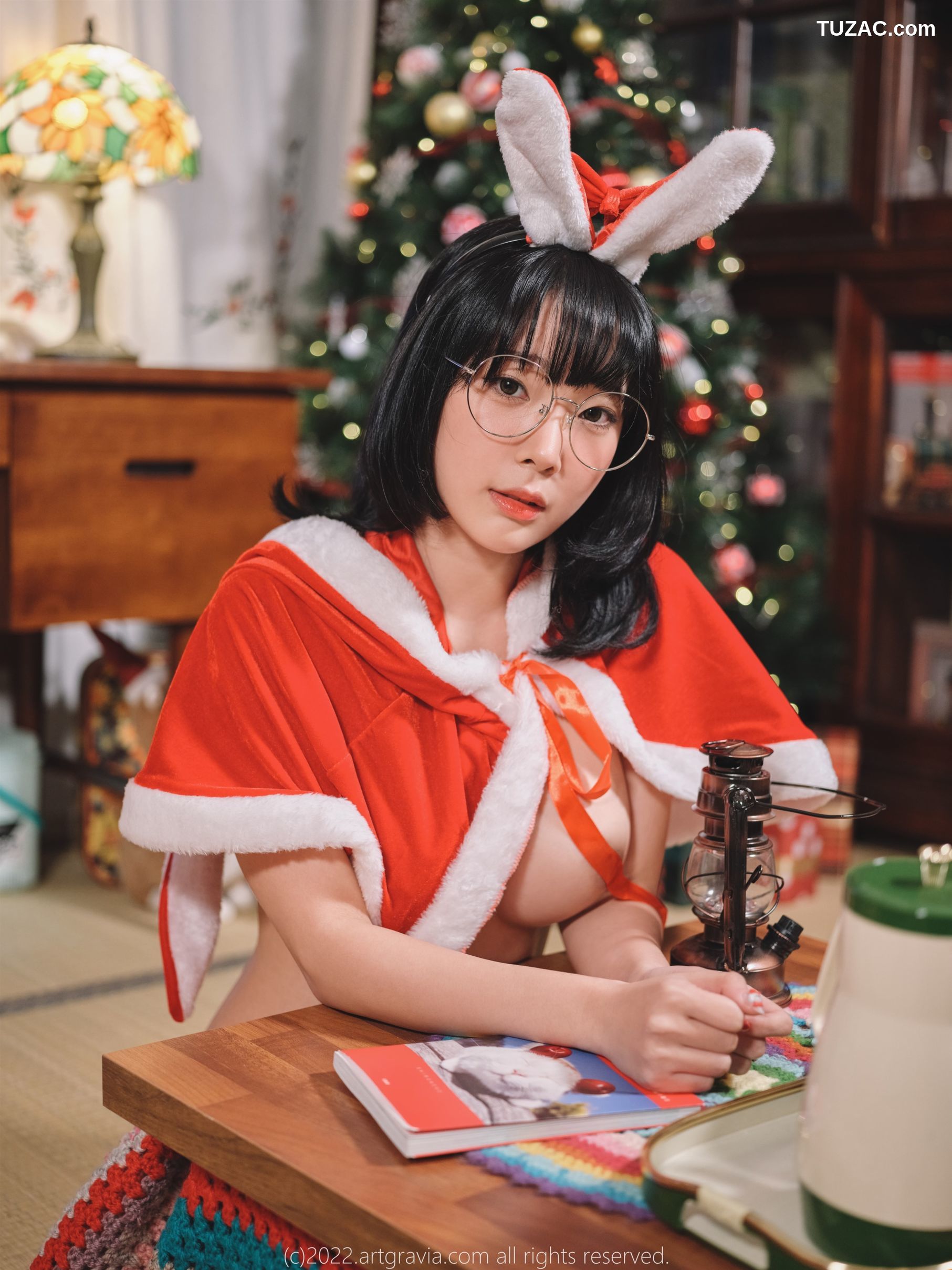 韩国美女-Jang-Joo-Isabella-红色带子-黑色带子情趣内衣-ArtGravia