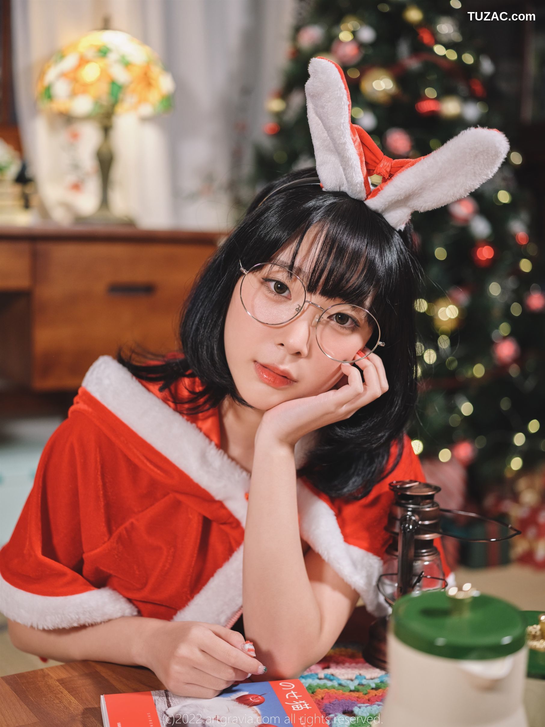 韩国美女-Jang-Joo-Isabella-红色带子-黑色带子情趣内衣-ArtGravia
