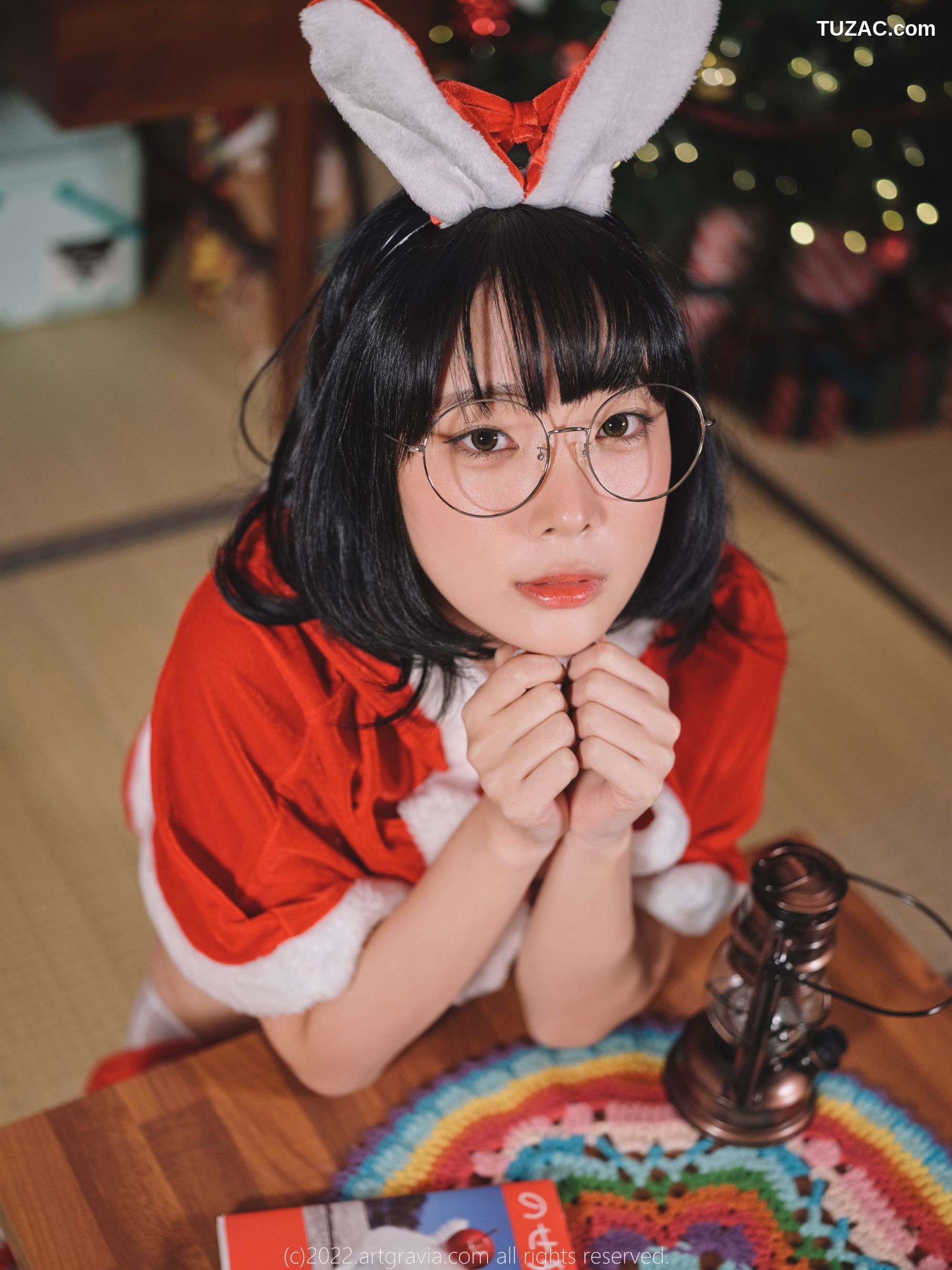 韩国美女-Jang-Joo-Isabella-红色带子-黑色带子情趣内衣-ArtGravia