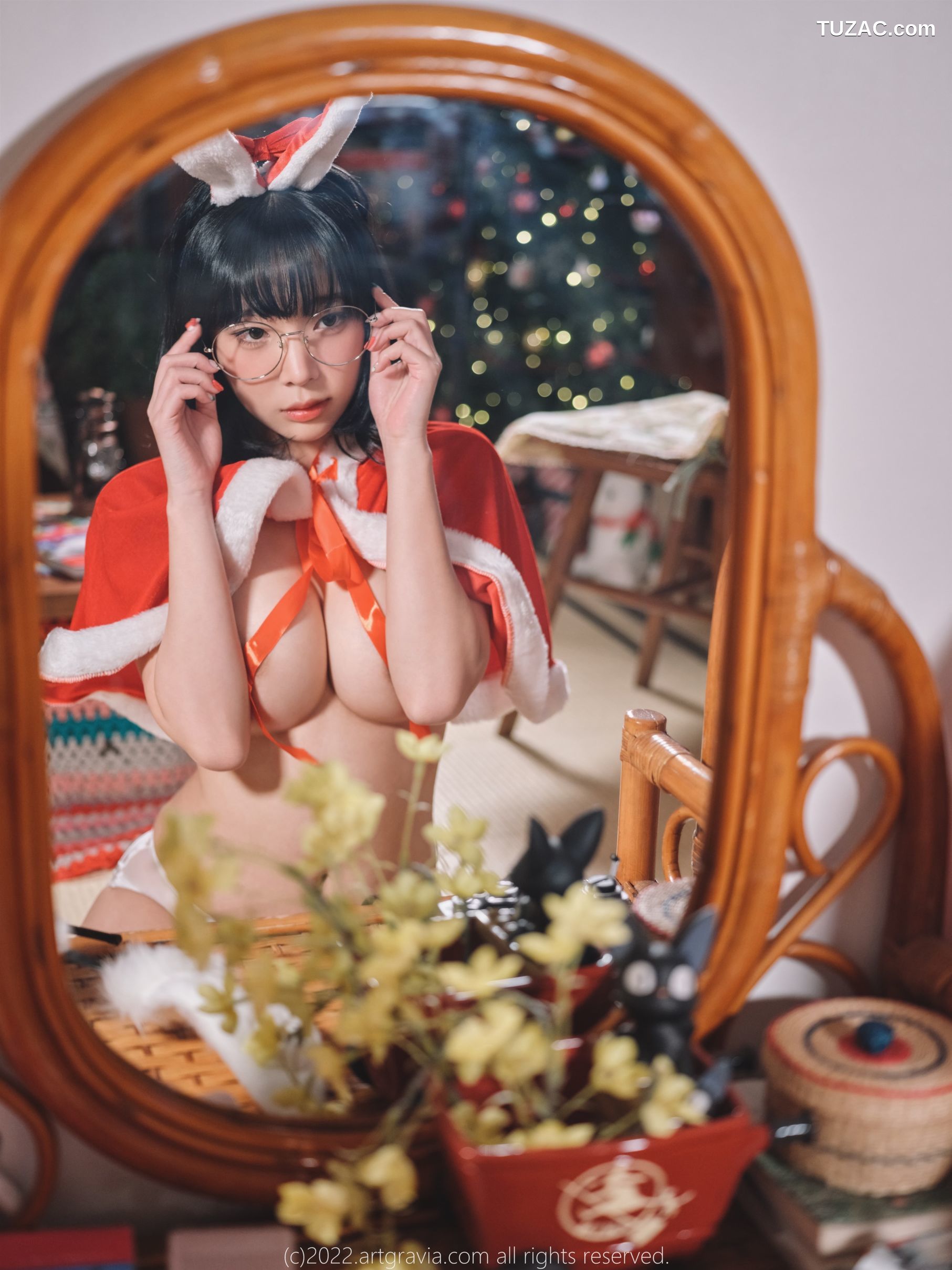 韩国美女-Jang-Joo-Isabella-红色带子-黑色带子情趣内衣-ArtGravia
