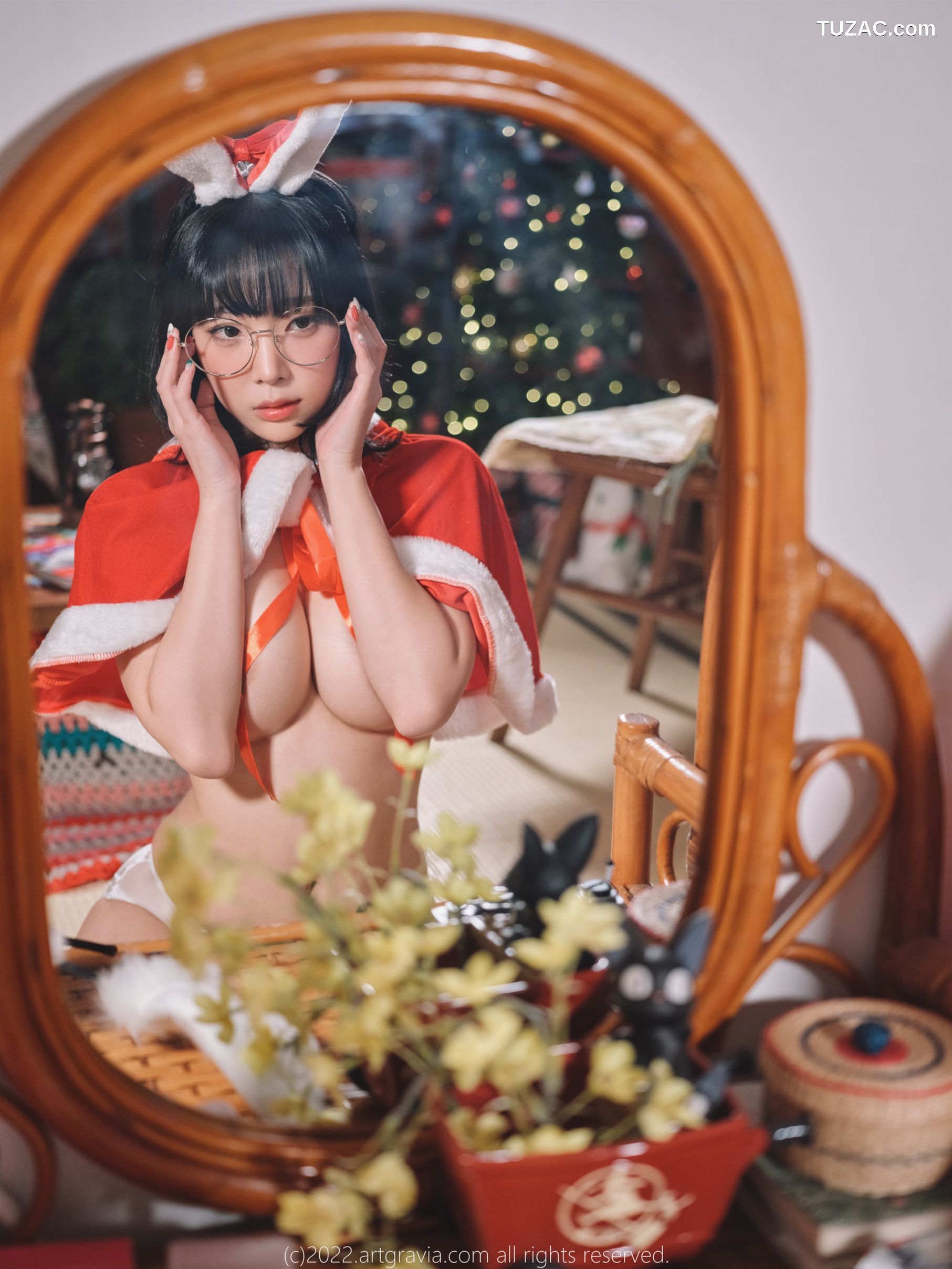 韩国美女-Jang-Joo-Isabella-红色带子-黑色带子情趣内衣-ArtGravia