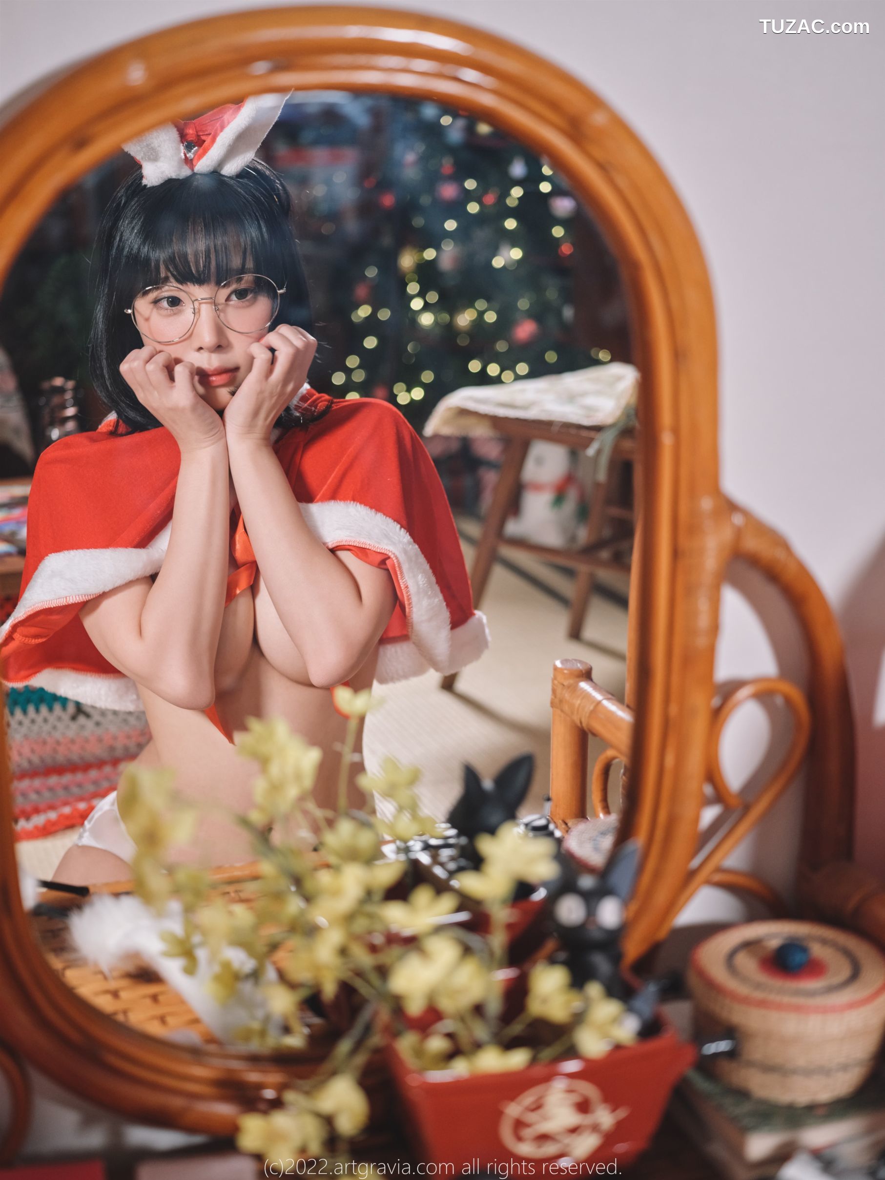 韩国美女-Jang-Joo-Isabella-红色带子-黑色带子情趣内衣-ArtGravia