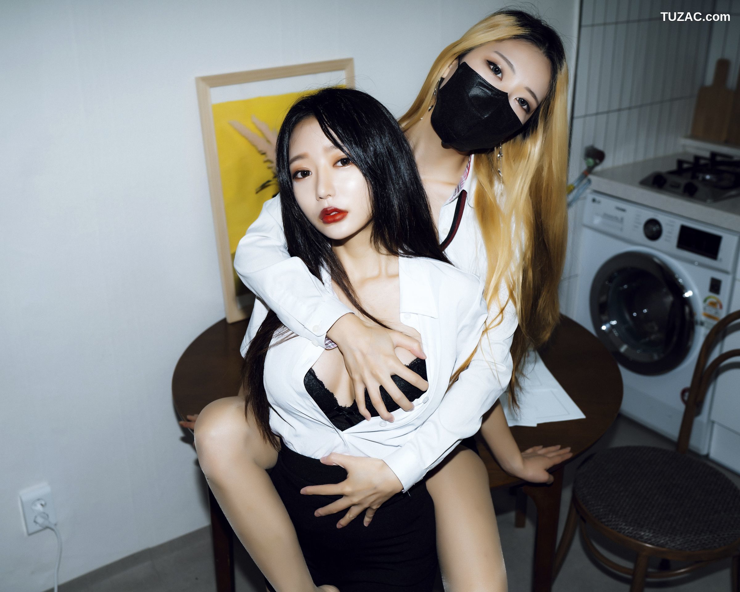 韩国美女-Jucy-Mona-姐妹花居家黑丝-无圣光