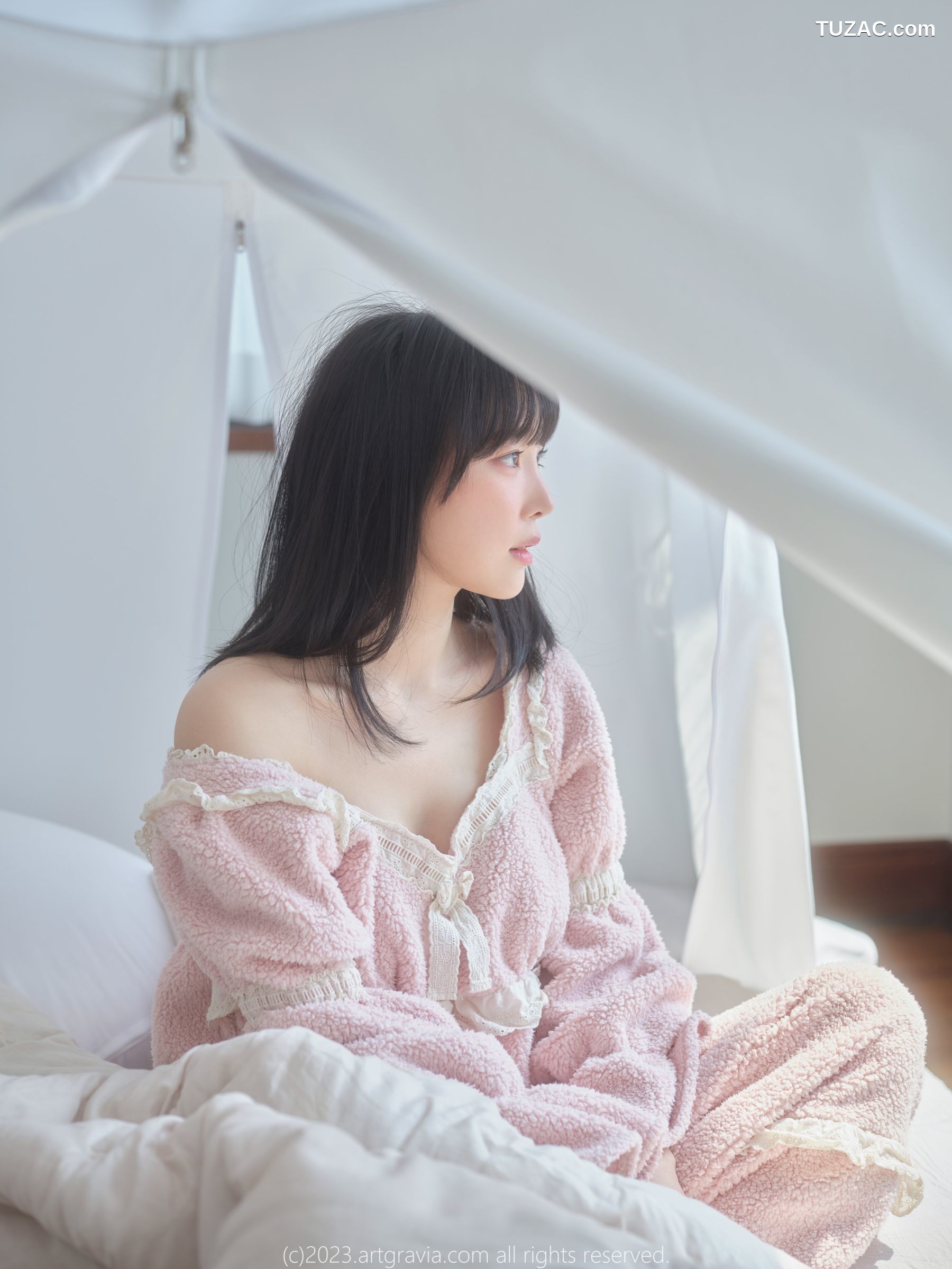 韩国美女-Kang-Inkyung-粉色睡衣-AG-Vol.537