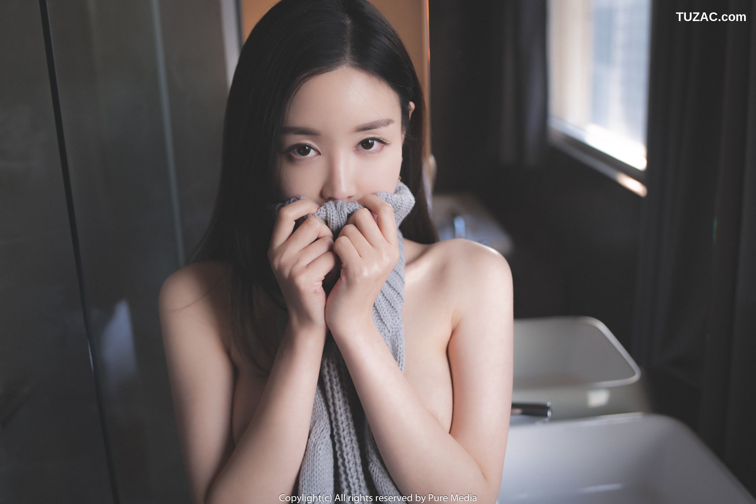 韩国美女-Leah-灰色针织衫捆绑-Pure-Media-Vol.052