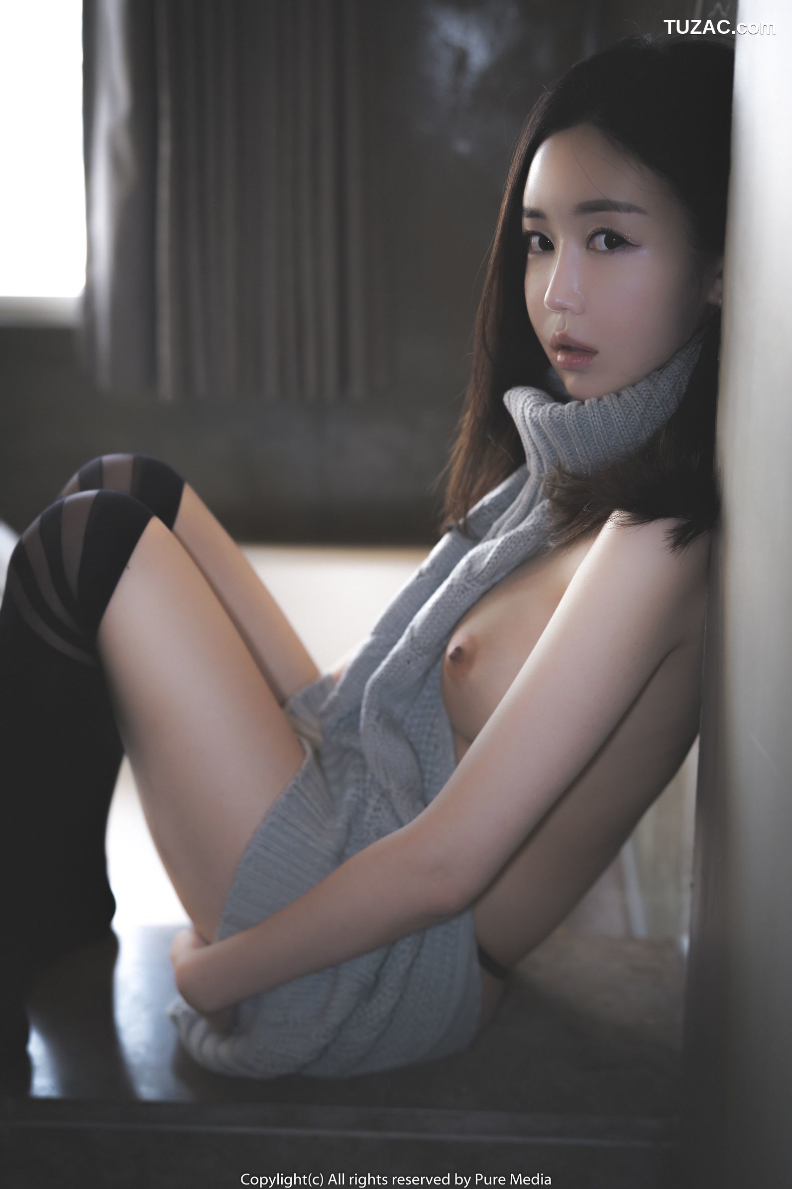 韩国美女-Leah-灰色针织衫捆绑-Pure-Media-Vol.052