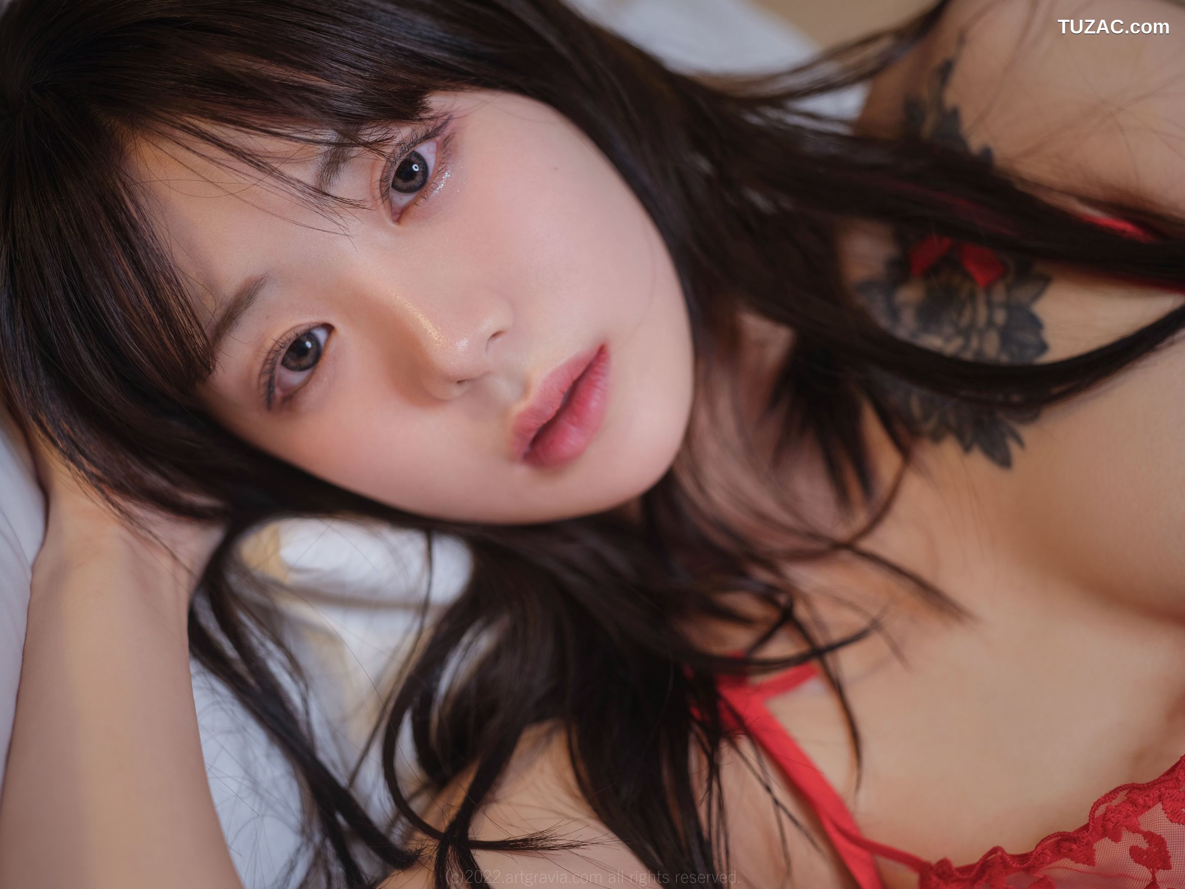 韩国美女-Wuyo-红蕾丝粉蕾丝手铐-ArtGravia-393