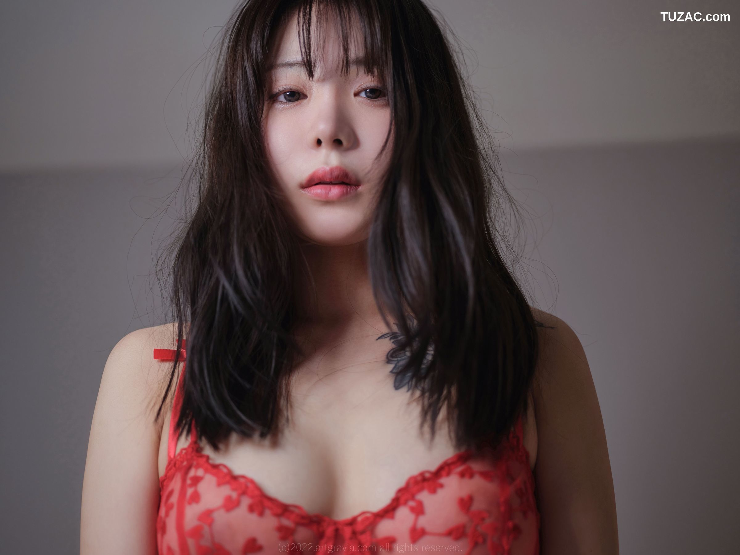 韩国美女-Wuyo-红蕾丝粉蕾丝手铐-ArtGravia-393
