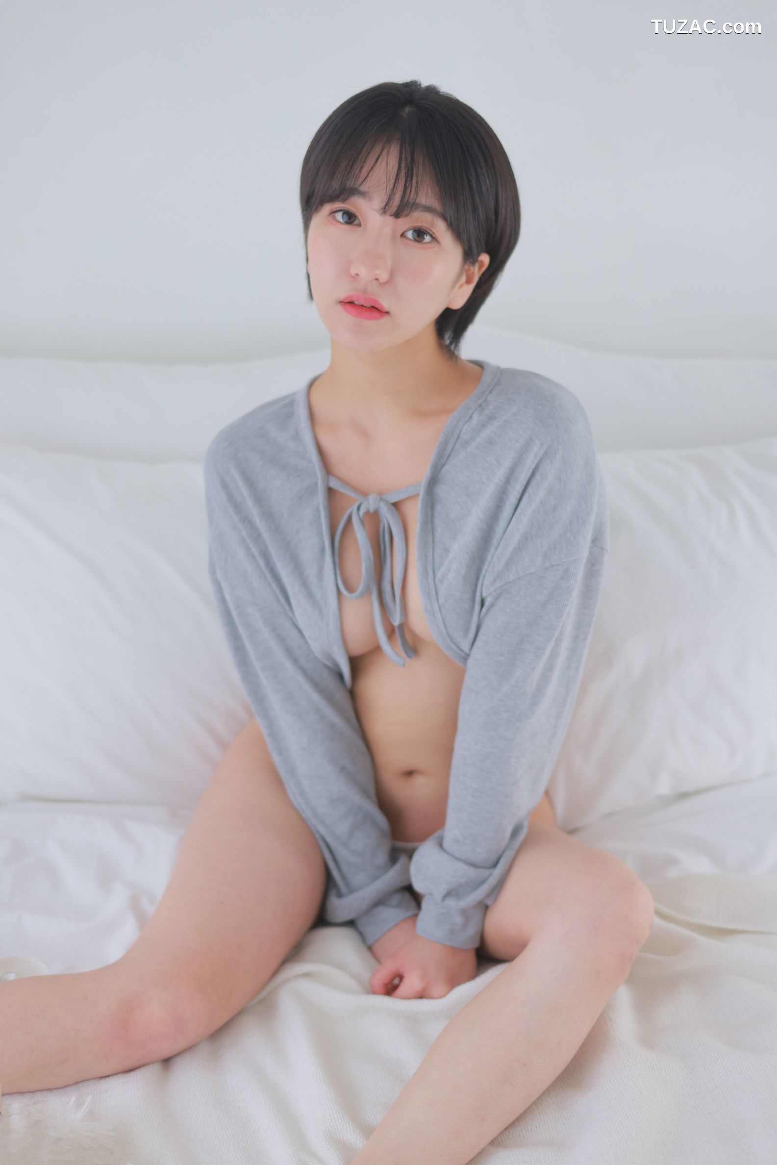 韩国美女-瑟曦-Sehee-灰色短款开衫-Gray-Cardigan-Short-Cut