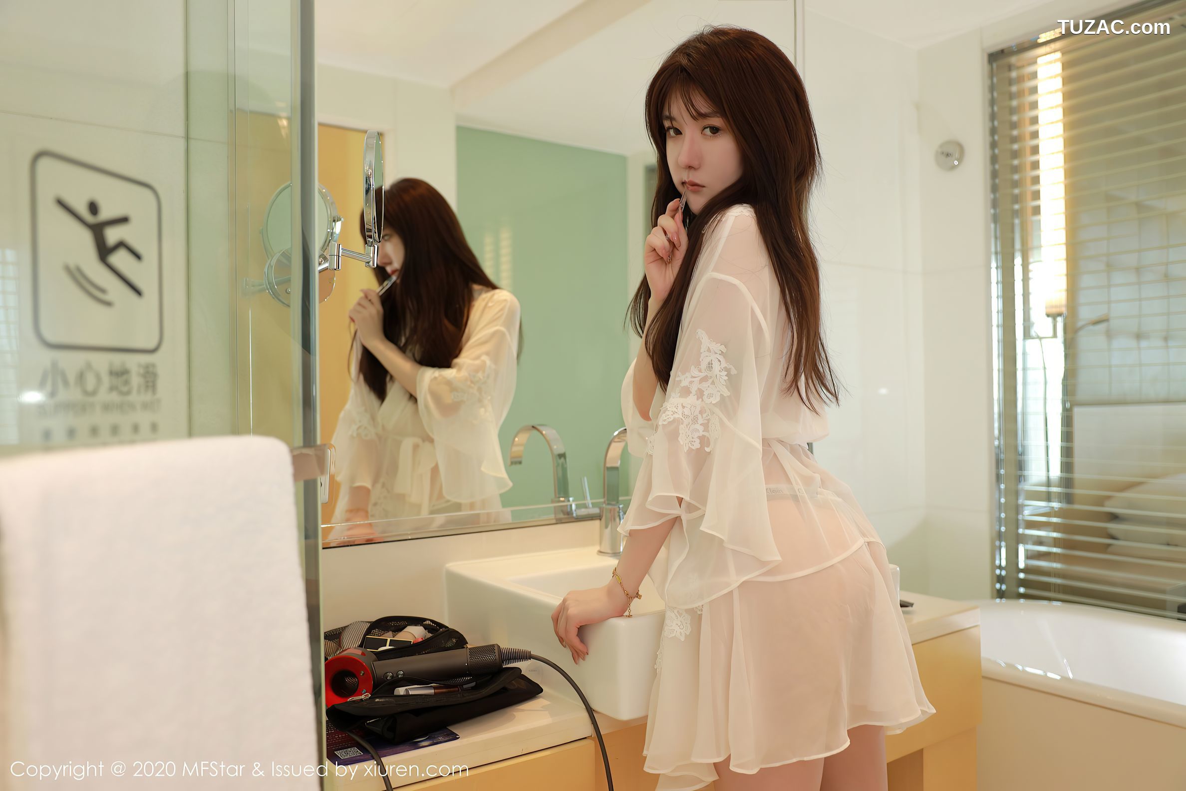 MFStar模范学院-373-薛琪琪Sandy-居家女友主题-透视白睡裙