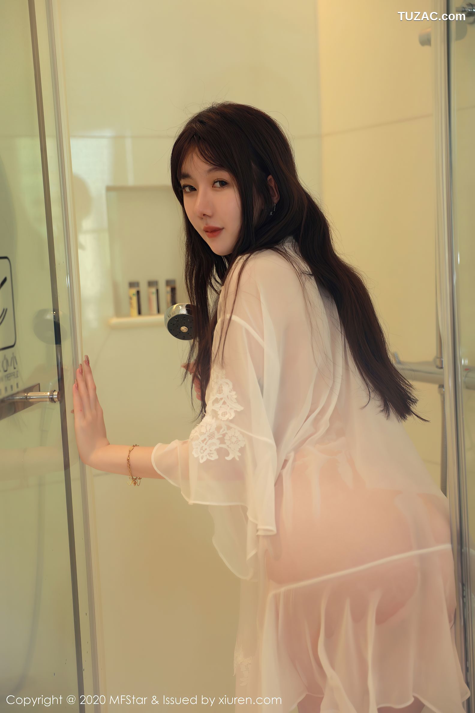 MFStar模范学院-373-薛琪琪Sandy-居家女友主题-透视白睡裙