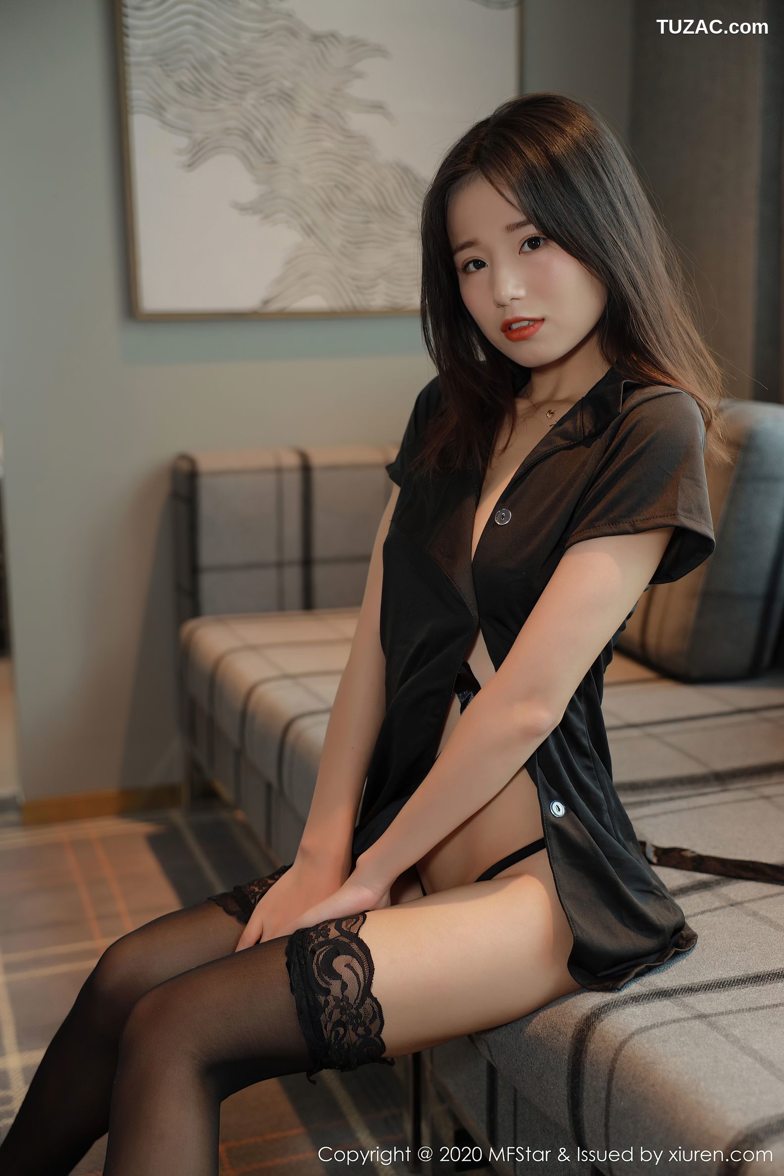 MFStar模范学院-375-仓井优香-黑色服饰丁字裤黑色蕾丝