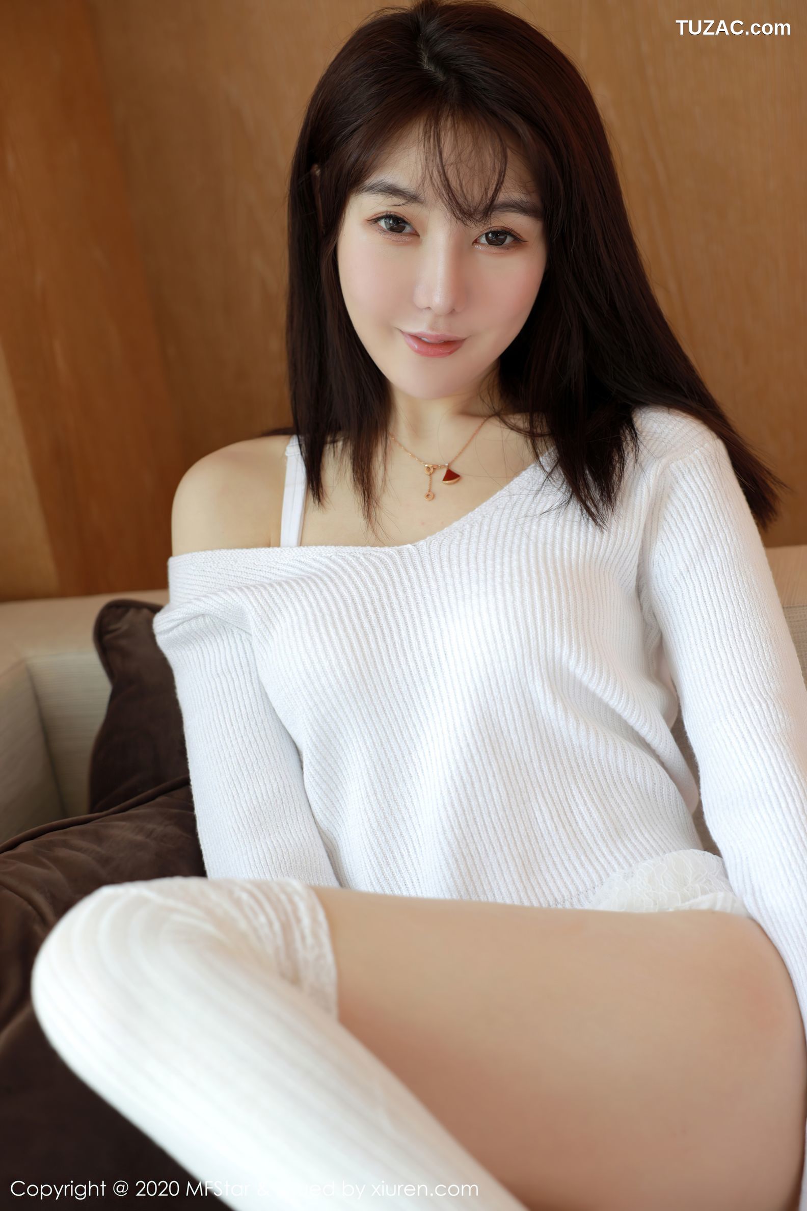 MFStar模范学院-393-薛琪琪sandy-白色毛衣与蕾丝内衣系列