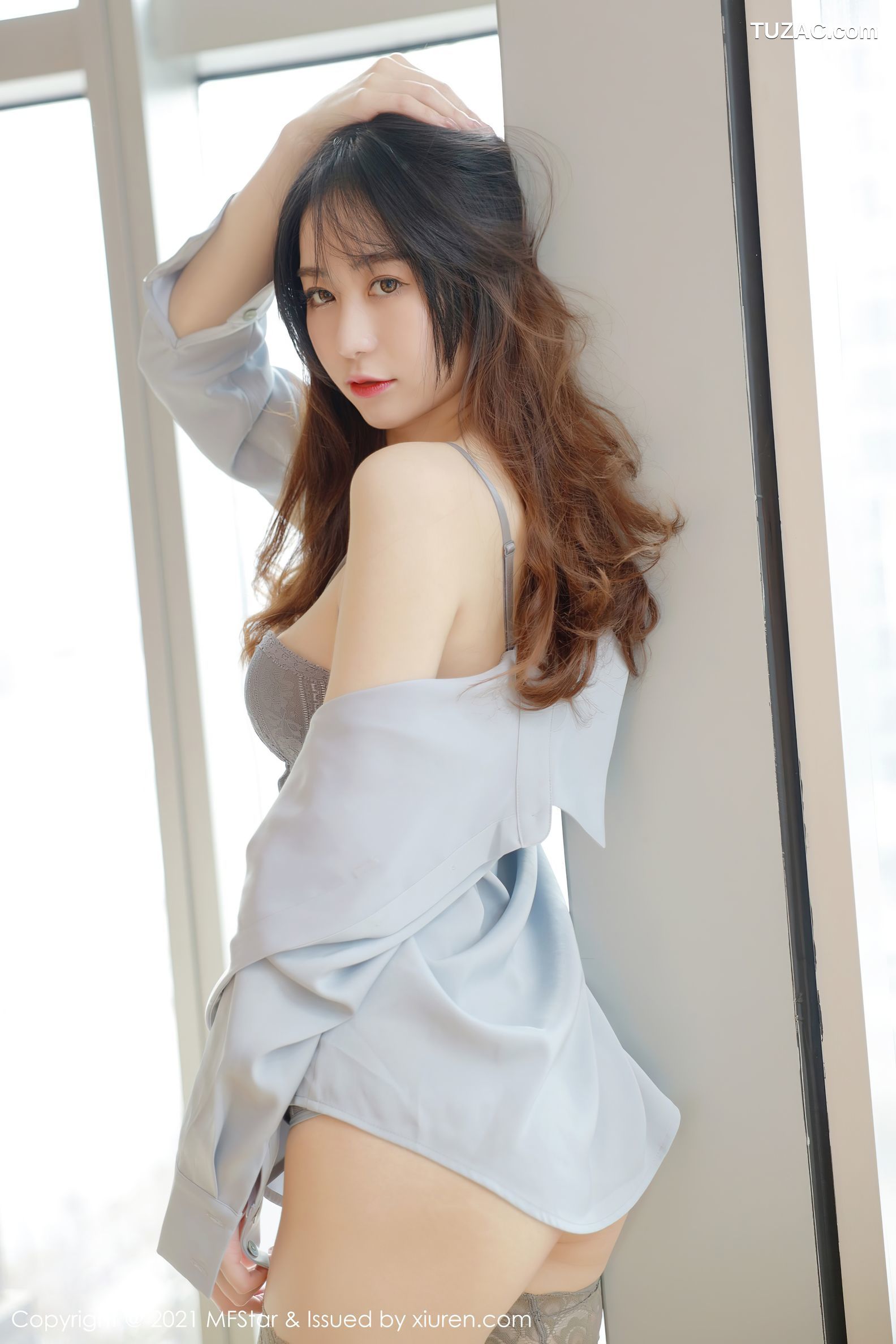 MFStar模范学院-457-水水er-白衬衫紧身内衣蕾丝吊带袜-2021.02.08