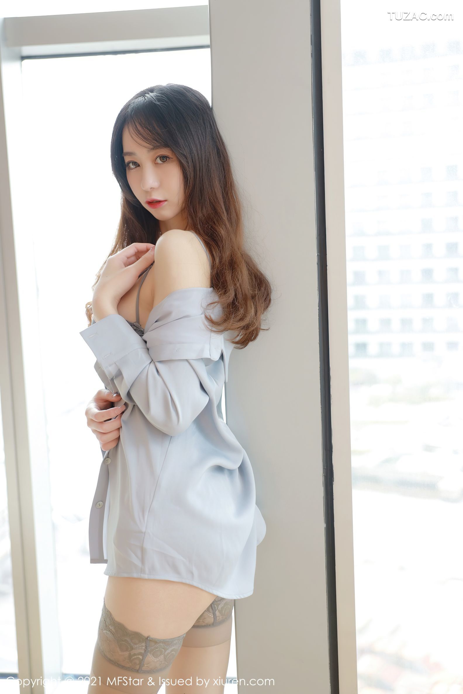 MFStar模范学院-457-水水er-白衬衫紧身内衣蕾丝吊带袜-2021.02.08