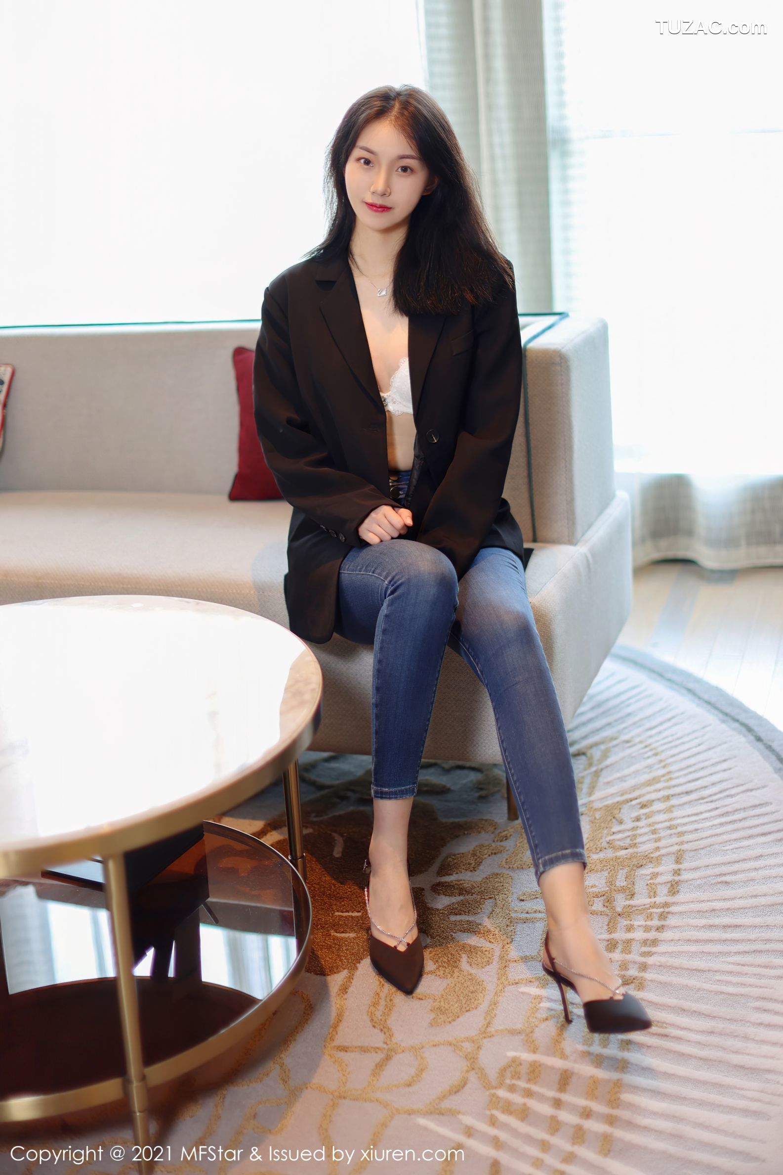 MFStar模范学院-530-一颗甜蛋黄a-牛仔裤蕾丝内衣-2021.08.30