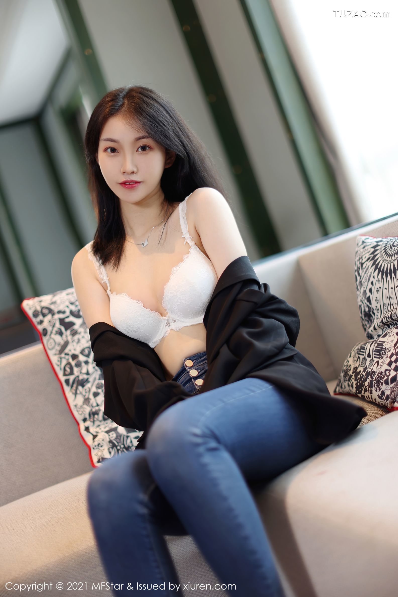 MFStar模范学院-530-一颗甜蛋黄a-牛仔裤蕾丝内衣-2021.08.30