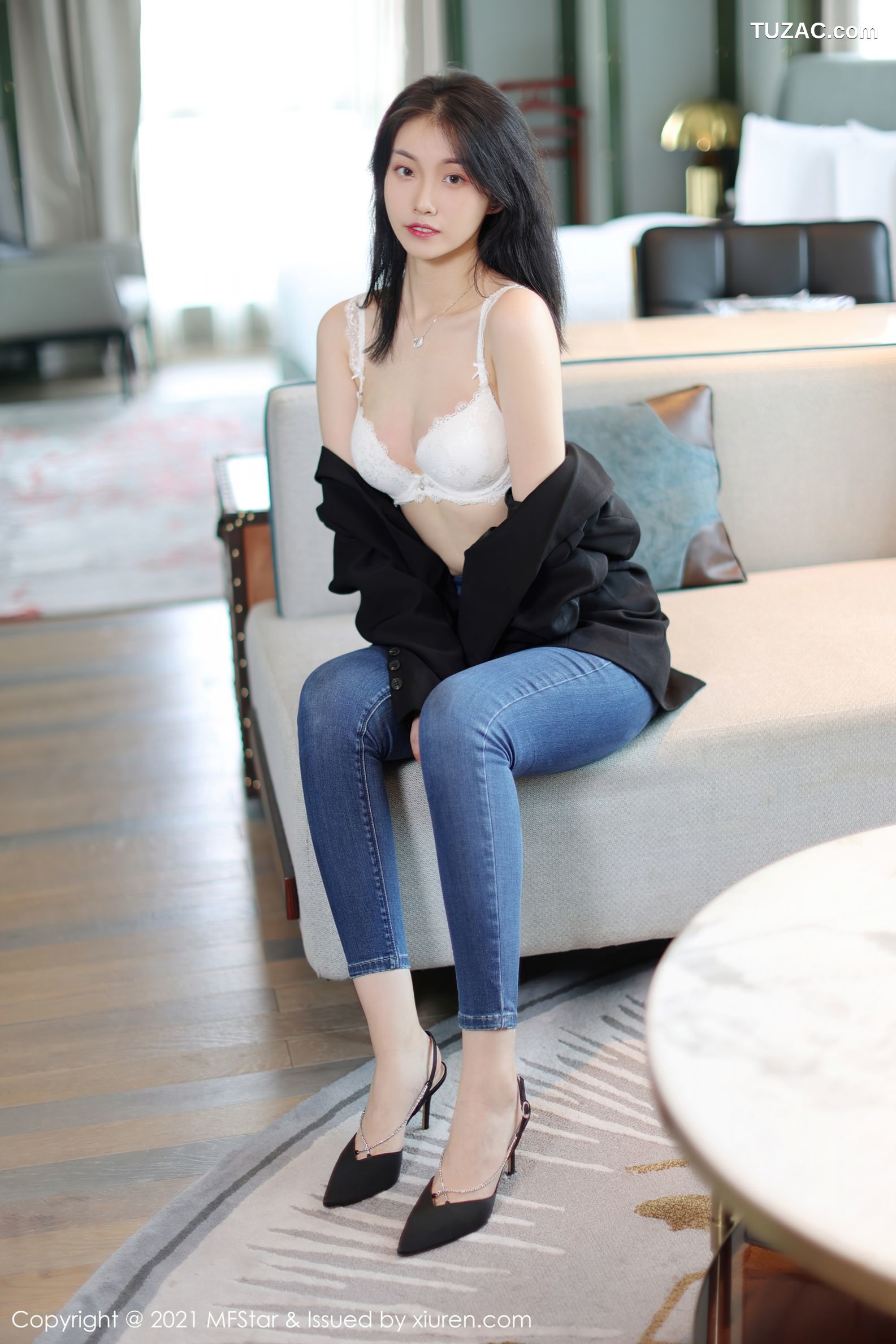 MFStar模范学院-530-一颗甜蛋黄a-牛仔裤蕾丝内衣-2021.08.30