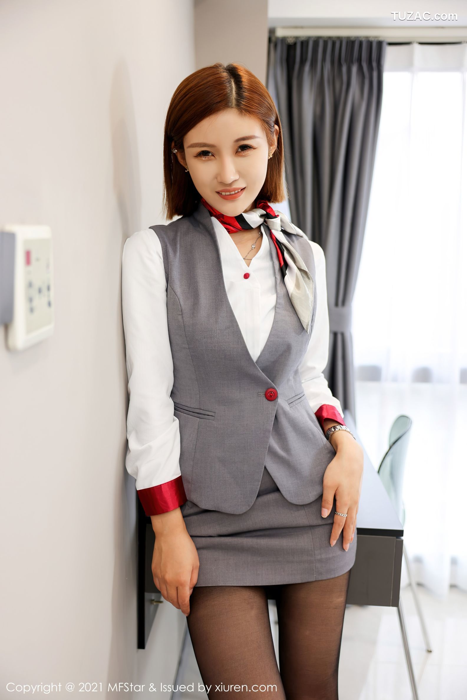 MFStar模范学院-539-王蜜-职场OL制服衬衣性感内衣黑丝-2021.11.16