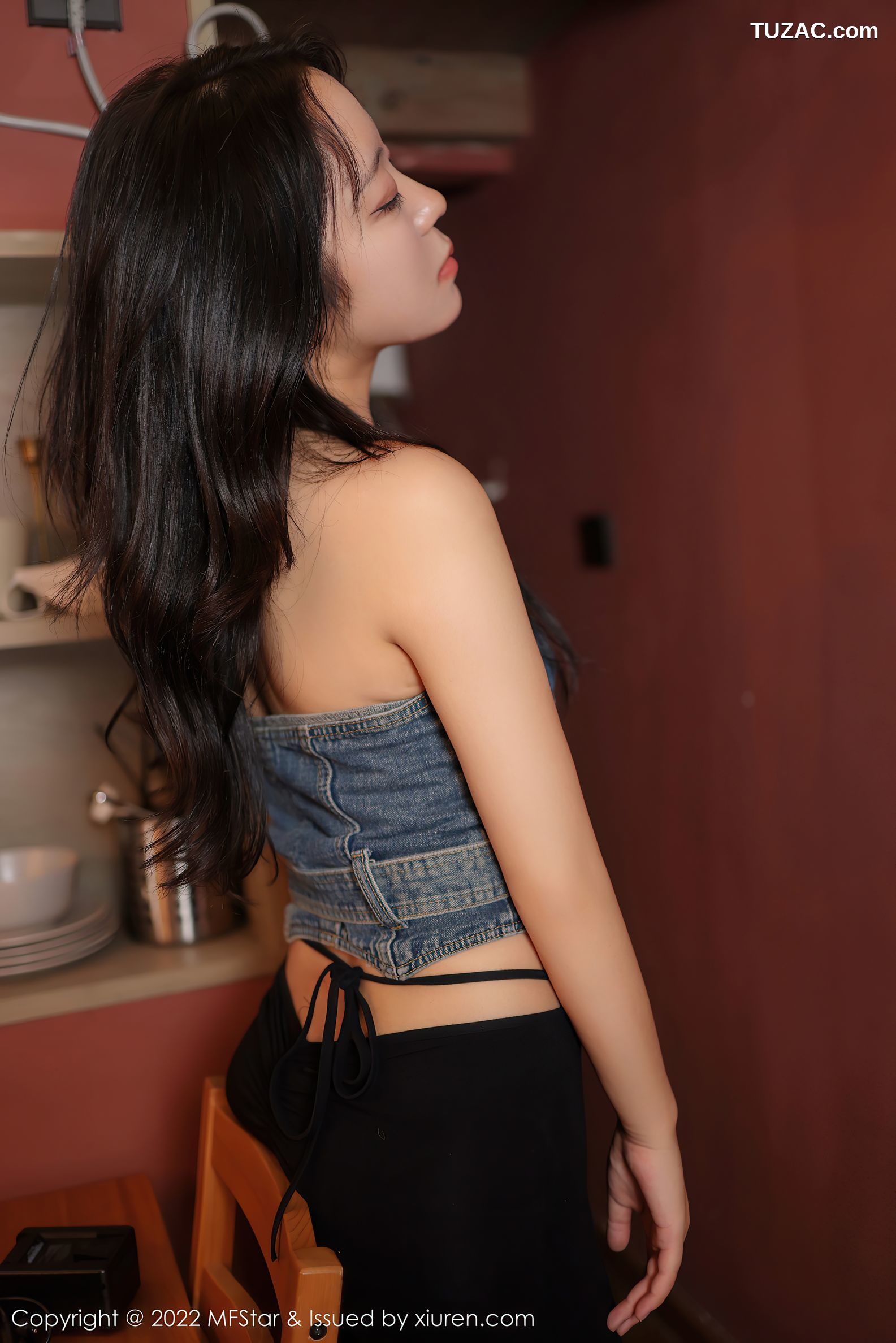 MFStar模范学院-575-露露Andrea-牛仔抹胸黑色长裤丁字裤