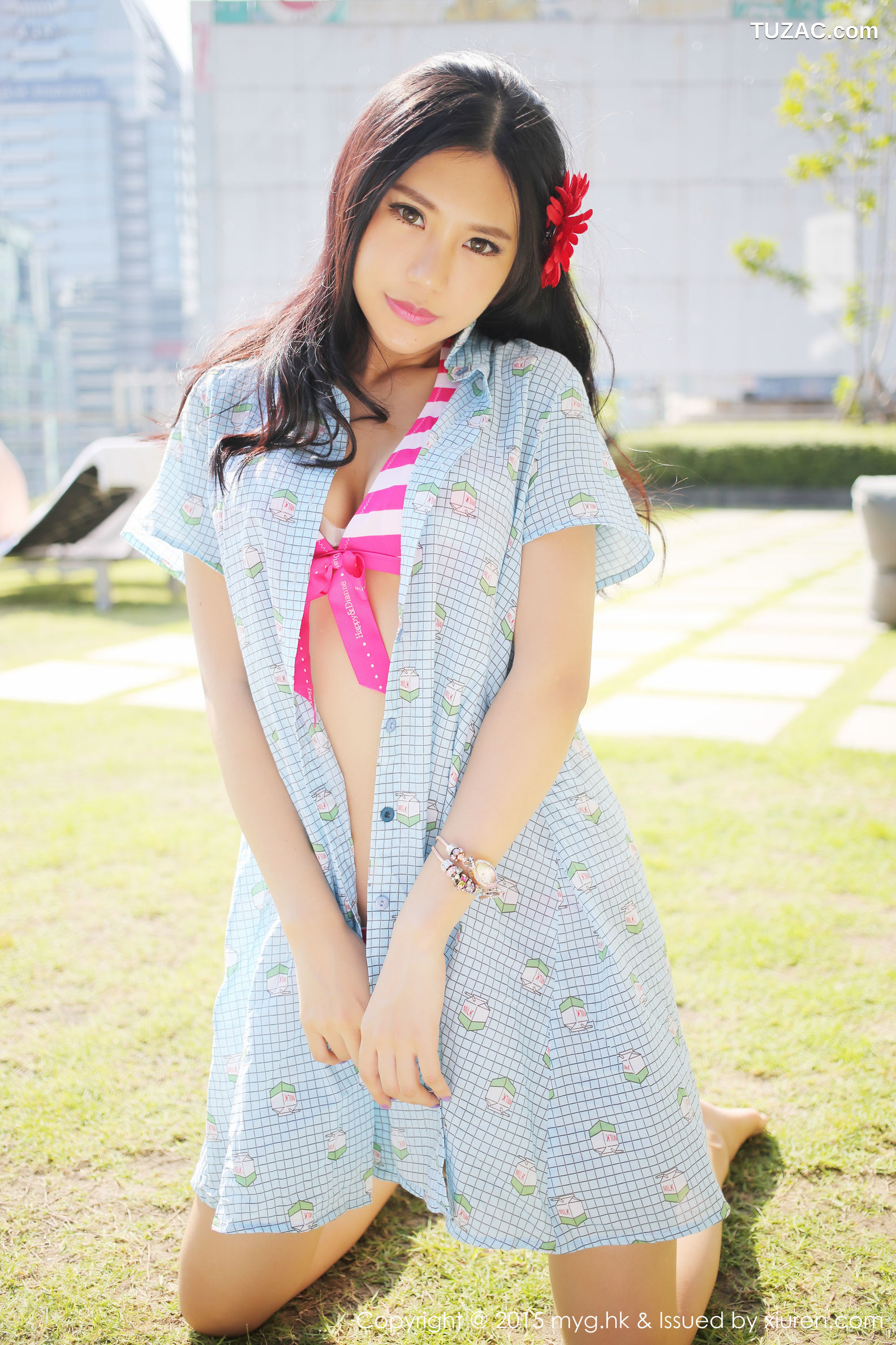 MyGirl美媛馆-091-绮里嘉-《泰国旅拍》英伦风校服-短裙-比基尼-2015.01.07
