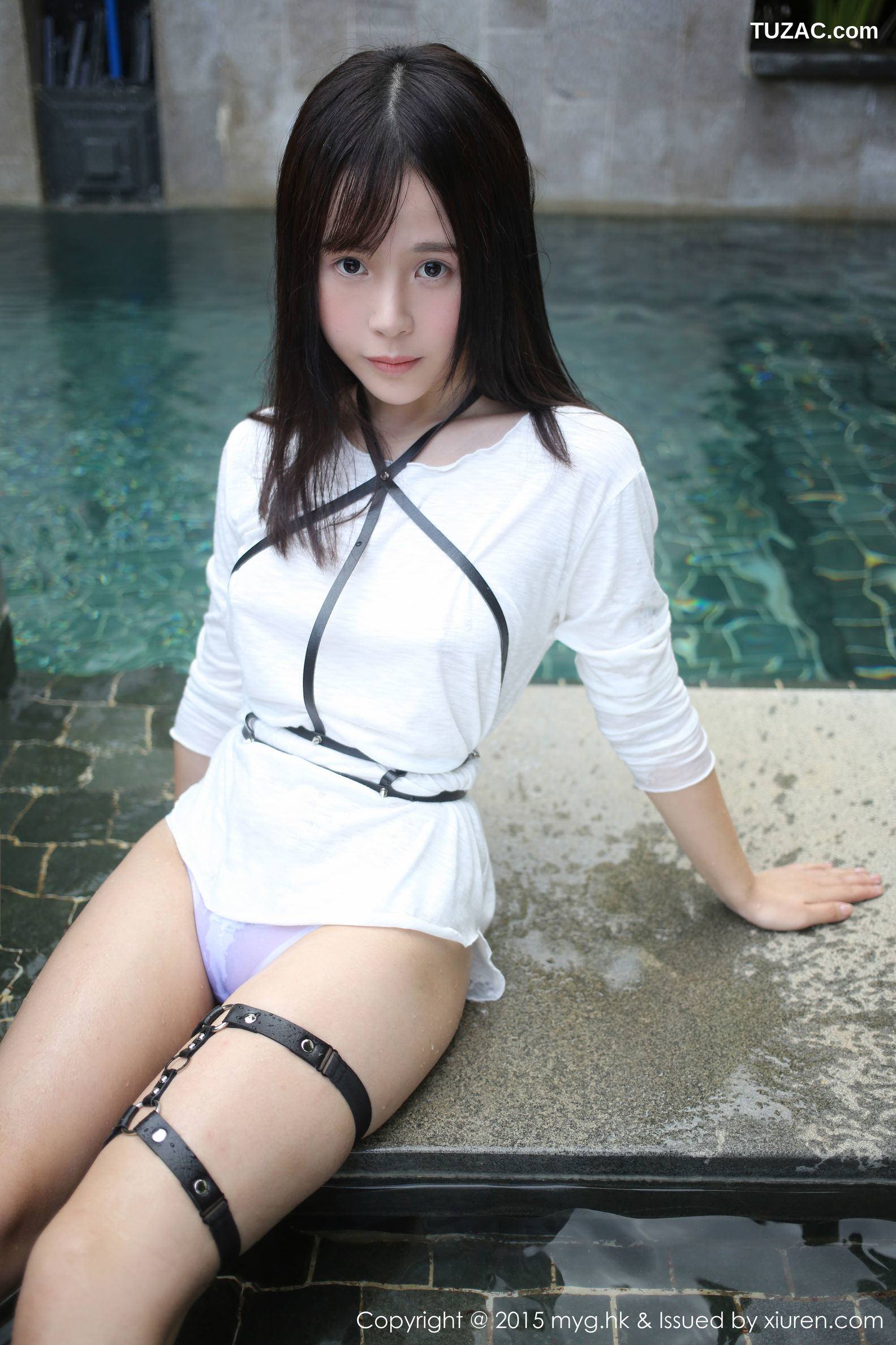 MyGirl美媛馆-170-艾莉-《黑丝吊袜-泳池湿身》-2015.10.28
