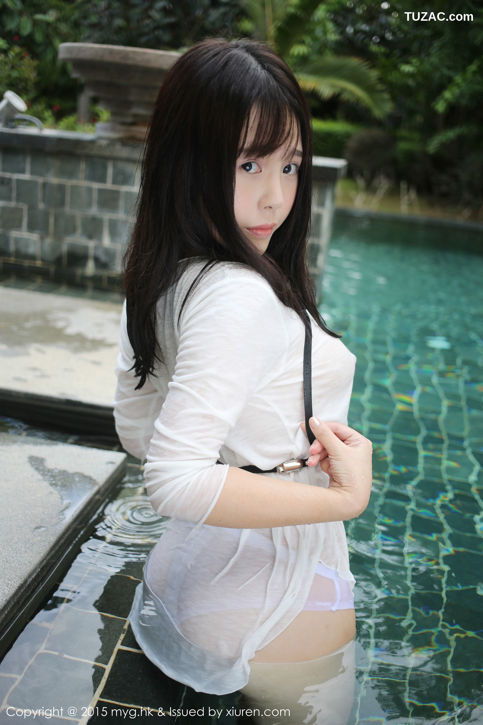 MyGirl美媛馆-170-艾莉-《黑丝吊袜-泳池湿身》-2015.10.28