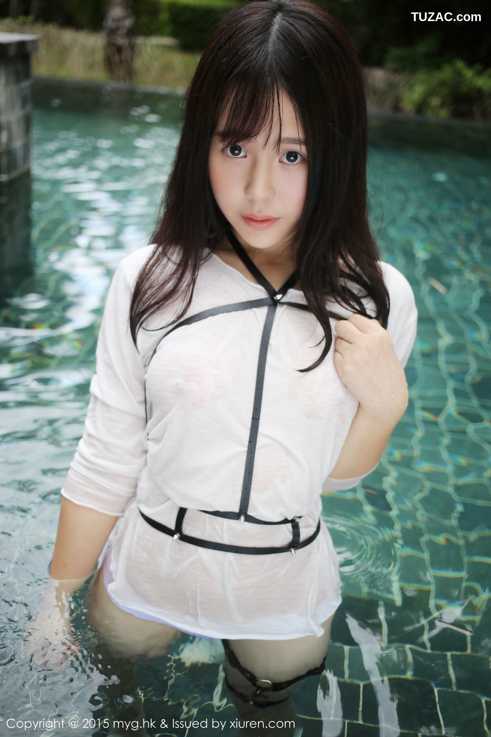 MyGirl美媛馆-170-艾莉-《黑丝吊袜-泳池湿身》-2015.10.28