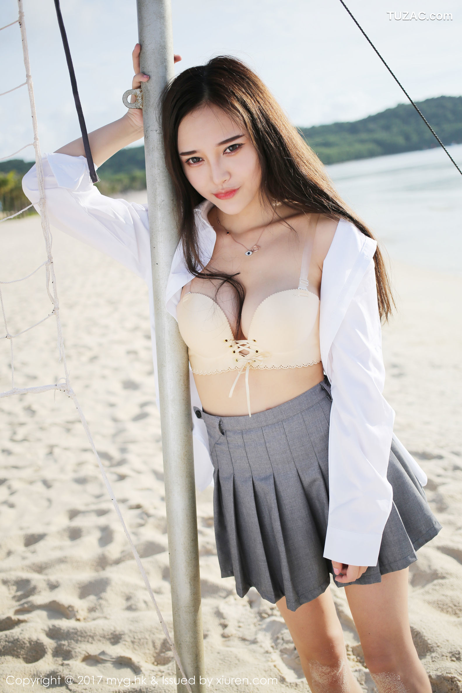 MyGirl美媛馆-259-唐琪儿-《海边白衬衫-短裙系列》-2017.08.14