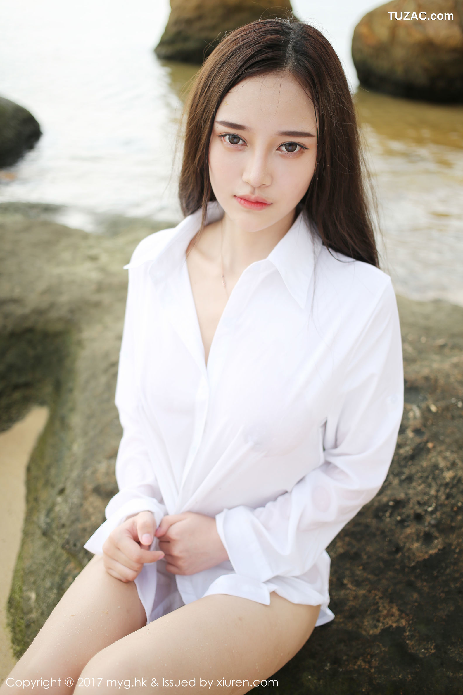 MyGirl美媛馆-259-唐琪儿-《海边白衬衫-短裙系列》-2017.08.14
