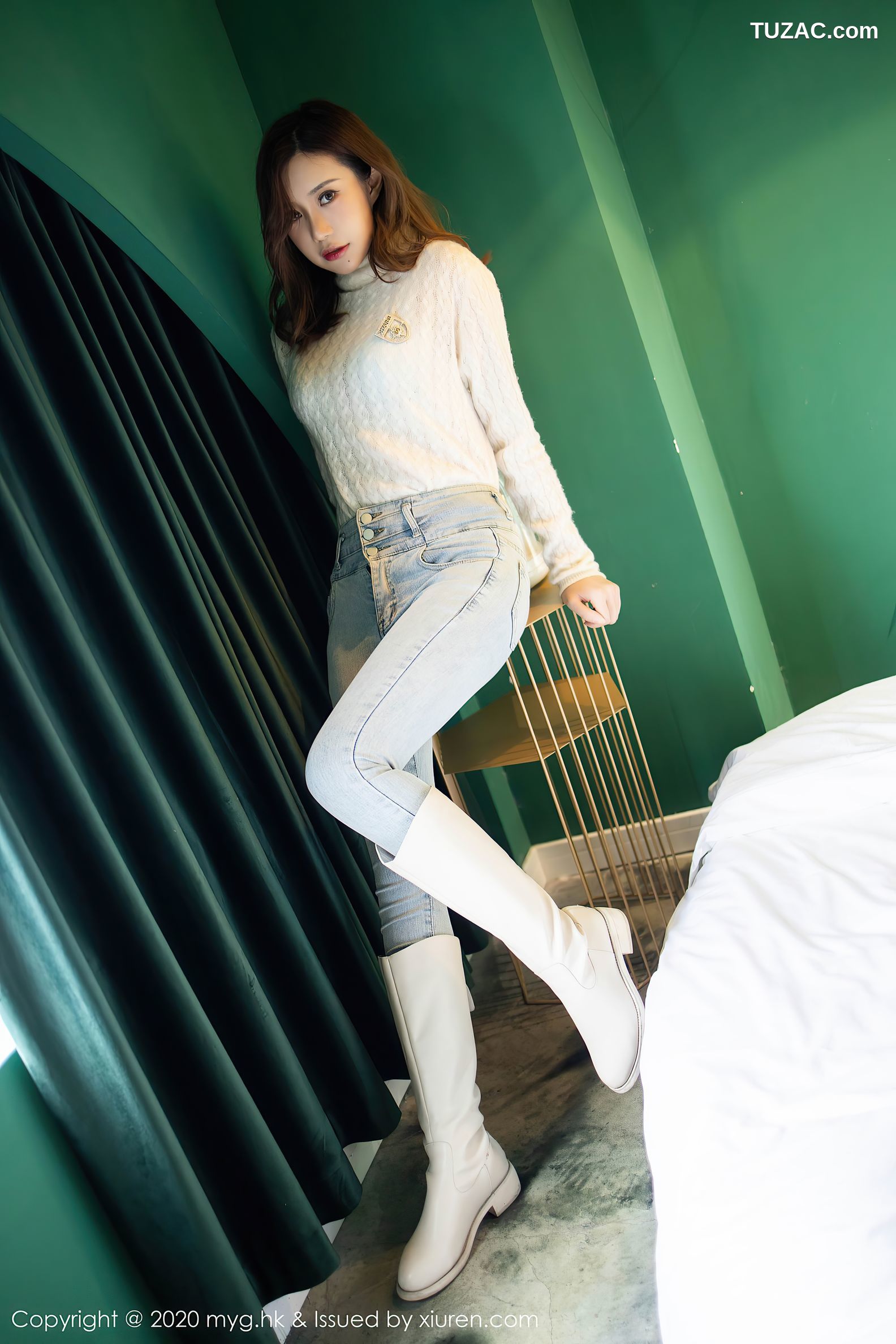 MyGirl美媛馆-470-绮里嘉-《牛仔裤与白色毛衣》-2020.12.23