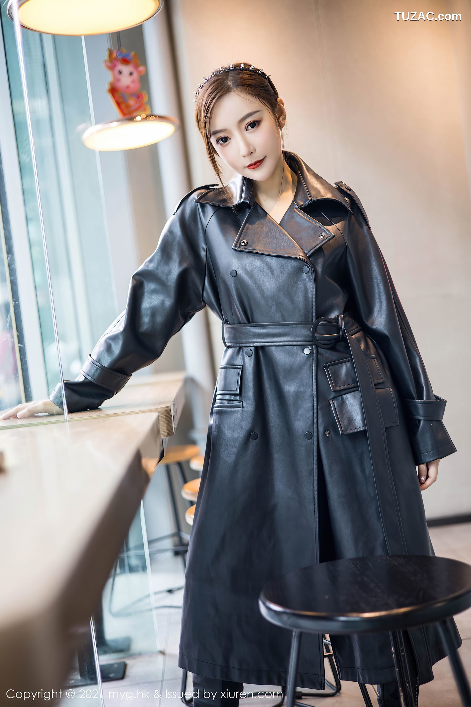 MyGirl美媛馆-493-王馨瑶-飒爽皮衣情趣内衣蕾丝吊带袜-2021.02.26