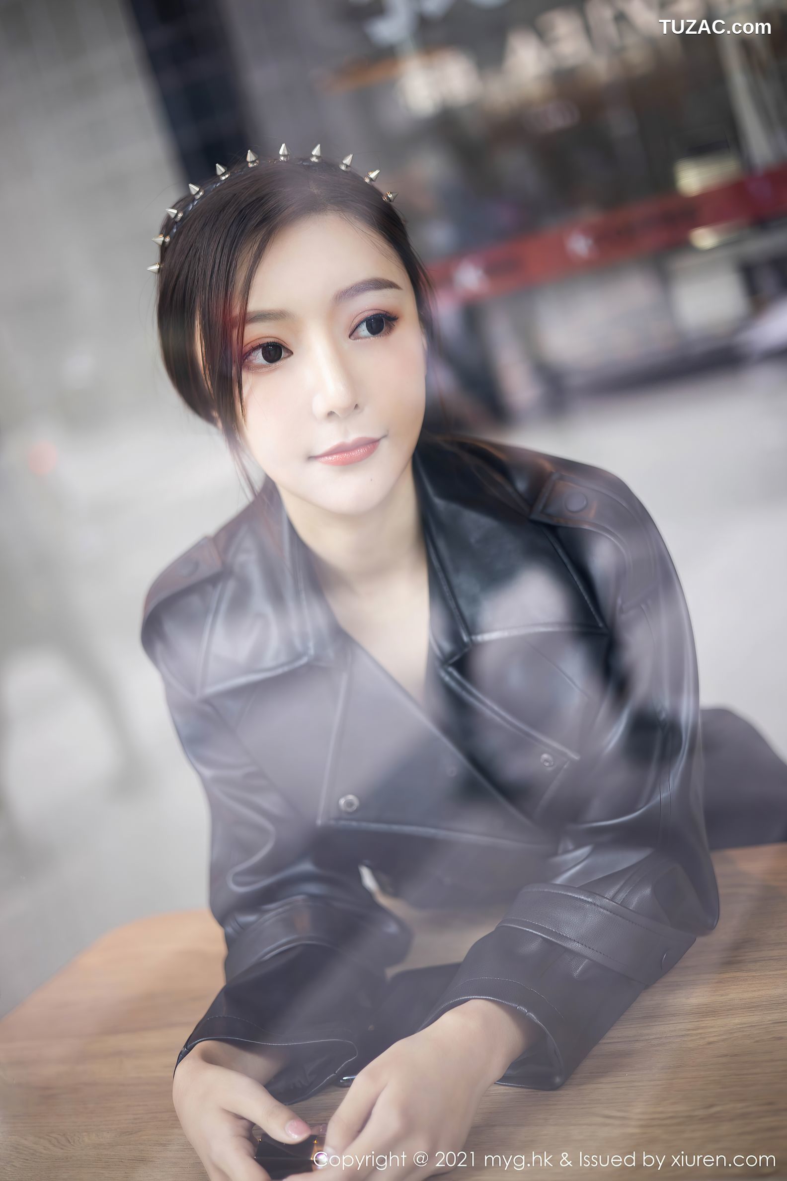 MyGirl美媛馆-493-王馨瑶-飒爽皮衣情趣内衣蕾丝吊带袜-2021.02.26