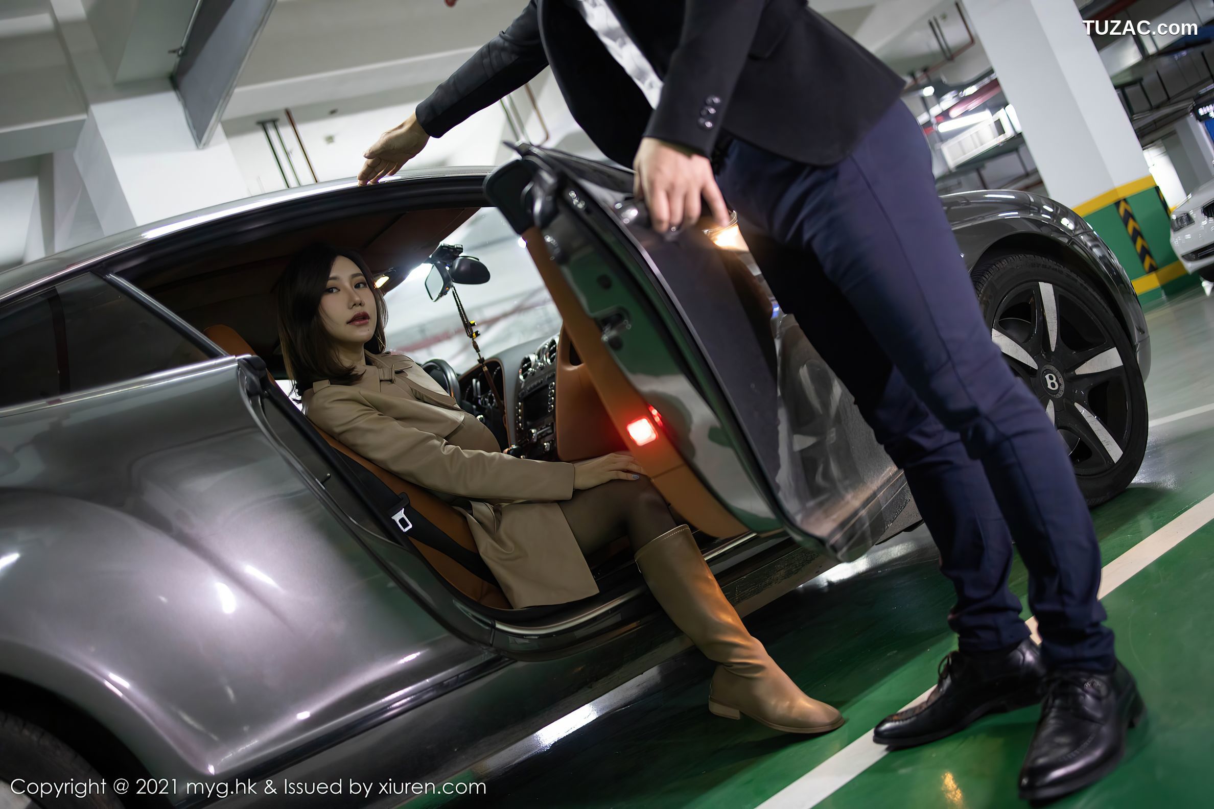 MyGirl美媛馆-500-绮里嘉-雨夜打车主题黑色内衣黑丝吊带袜-2021.03.22