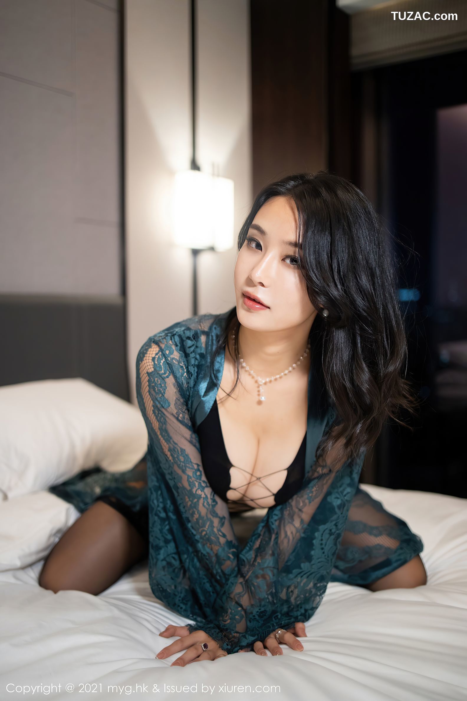 MyGirl美媛馆-537-蓝夏Akasha-江浙沪旅拍镂空情趣内衣黑丝吊带袜-2021.06.11