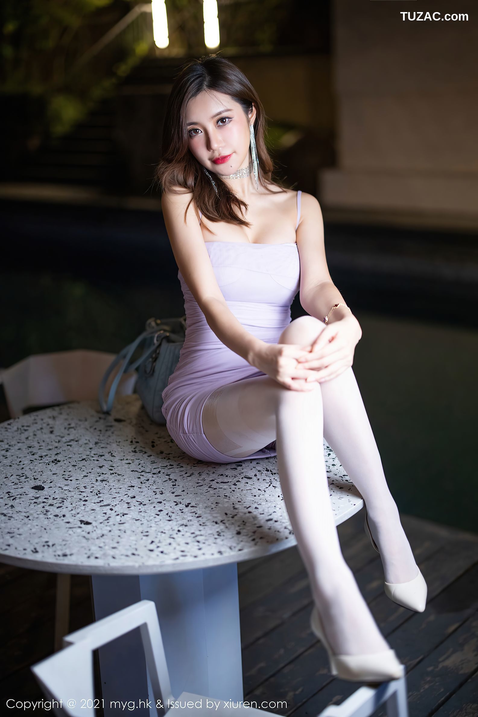 MyGirl美媛馆-593-绮里嘉Ula-杭州旅拍紫色吊带短裙紫色内衣肉丝-2021.09.18