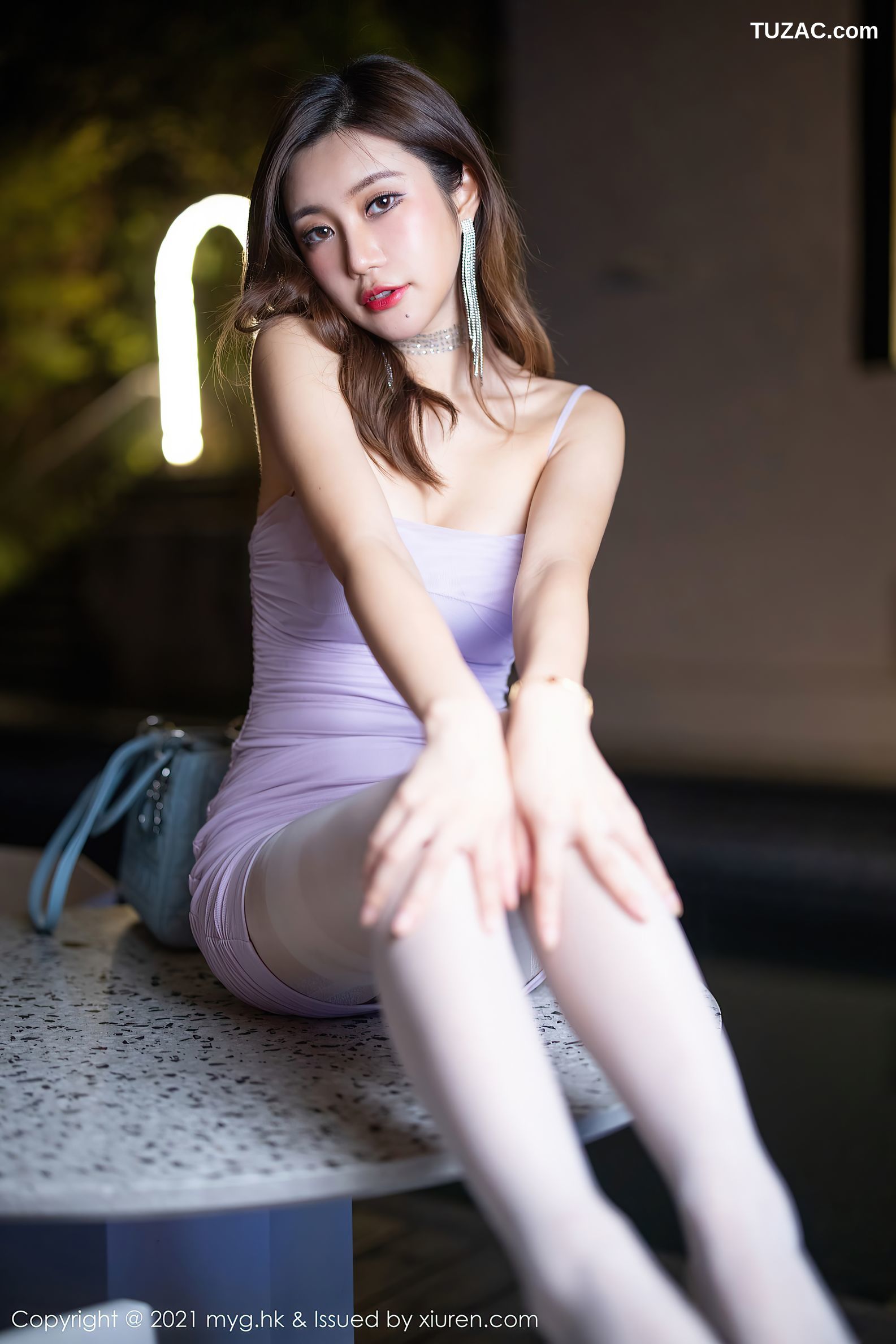 MyGirl美媛馆-593-绮里嘉Ula-杭州旅拍紫色吊带短裙紫色内衣肉丝-2021.09.18